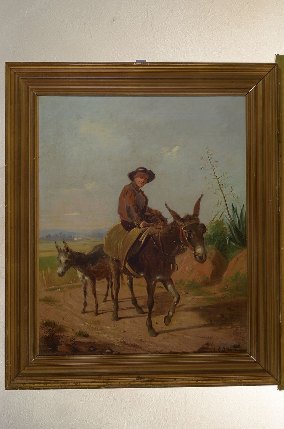 Detail k: F.C. Bejarano, spanischer Genre- und Landschaftsmaler des 19.Jh., andalusischer Bauer auf einem Mulito, charakteristische Genreszene im Stil des ...