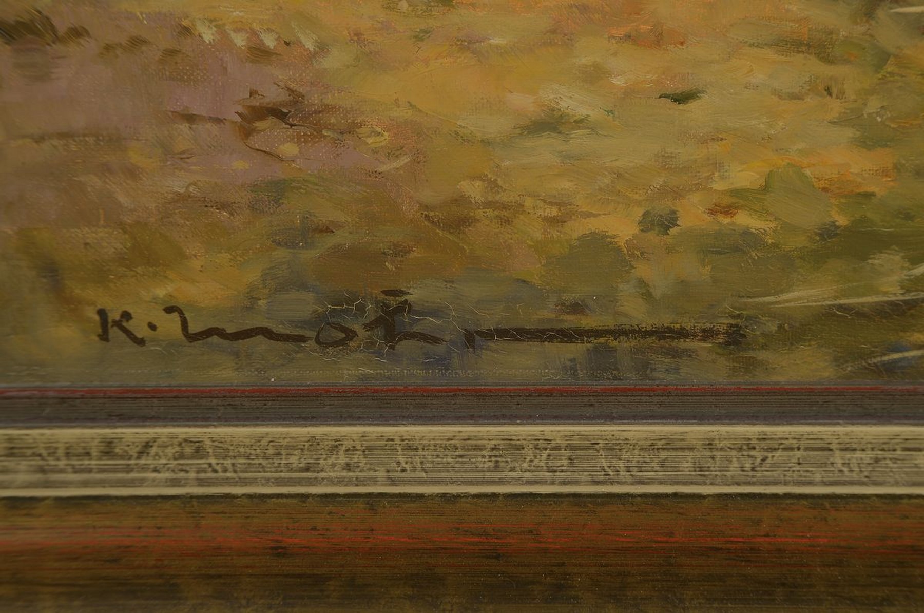 Detail a: Karl Mohr, 1922 Düsseldorf-2013, vorwiegend Sujets aus der niederdeutschen Heimat, hier: mit einem Pferdefuhrwerk pflügender Bauer, ...