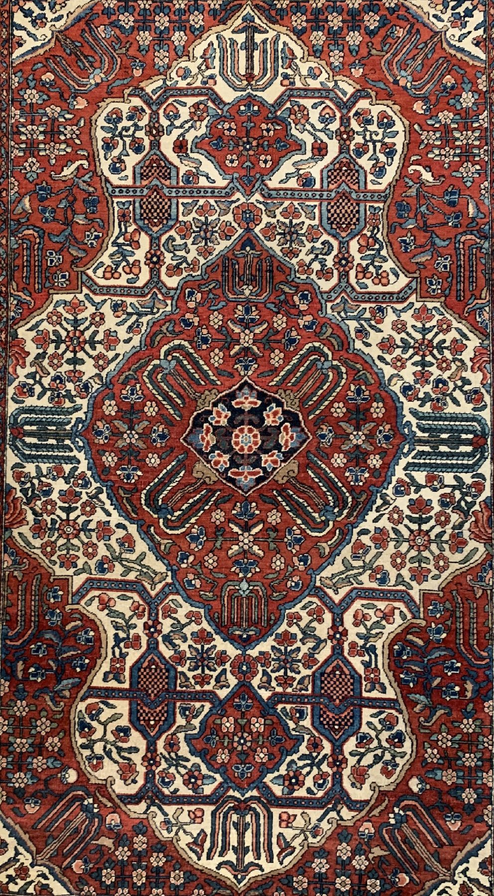 Detail a: Antiker Keschan Mohtascham, Persien, um 1900, Korkwolle geknüpft auf Baumwolle, ca. 201 x 136 cm, EHZ:3(gleichmäßig niedriger Flor)