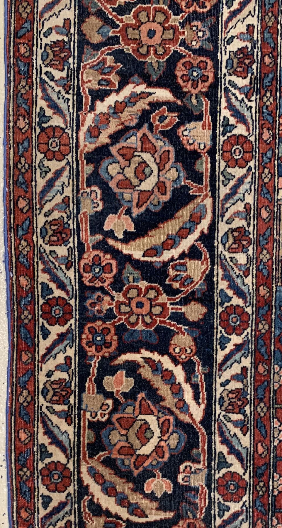 Detail d: Antiker Keschan Mohtascham, Persien, um 1900, Korkwolle geknüpft auf Baumwolle, ca. 201 x 136 cm, EHZ:3(gleichmäßig niedriger Flor)