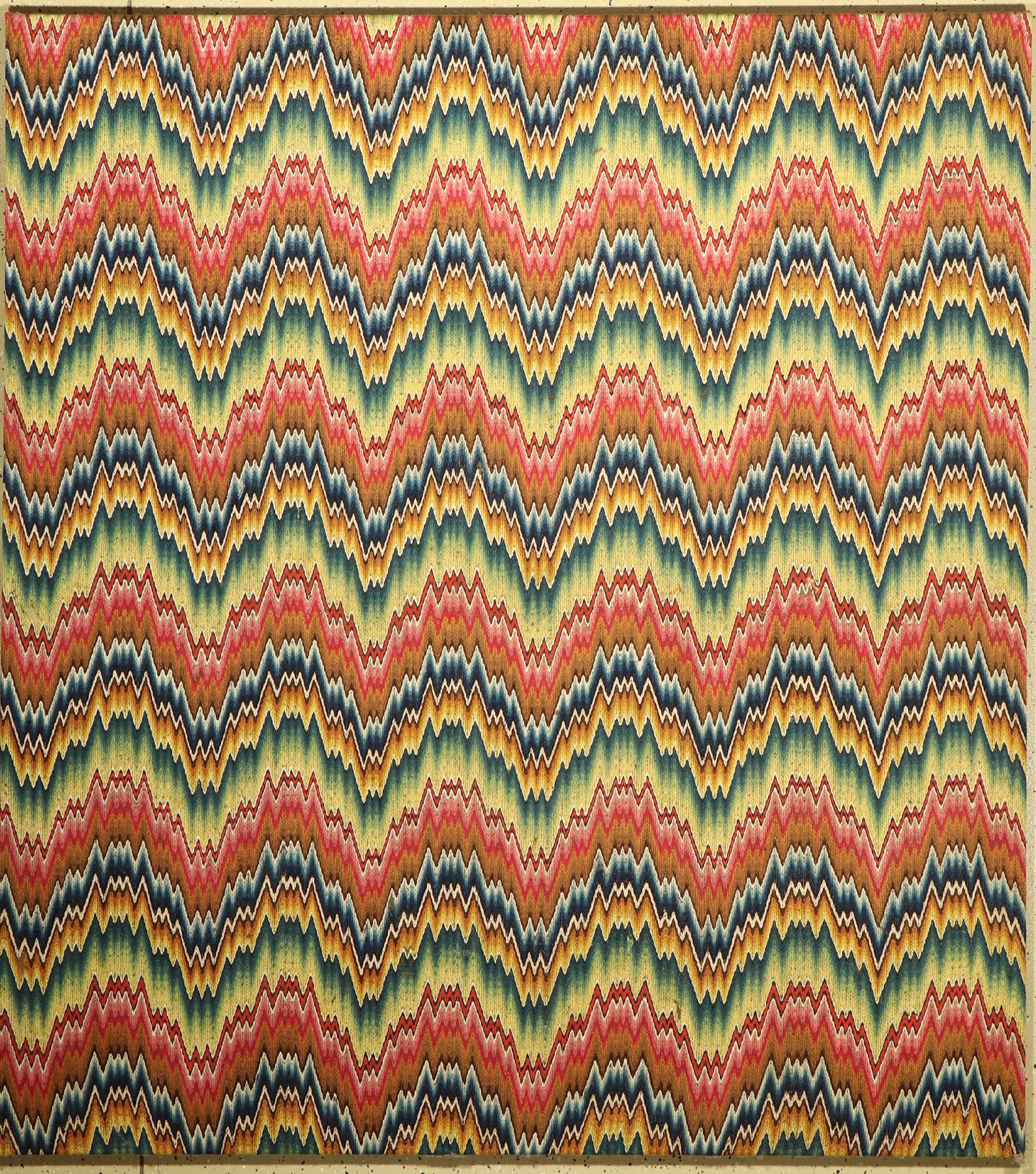 Bargello "Wandbehang" Stickerei antik(Flammen Muster, Italien, 19.Jhd, Wolle mit weißen Baumwoll-Highlights gestickt auf ...