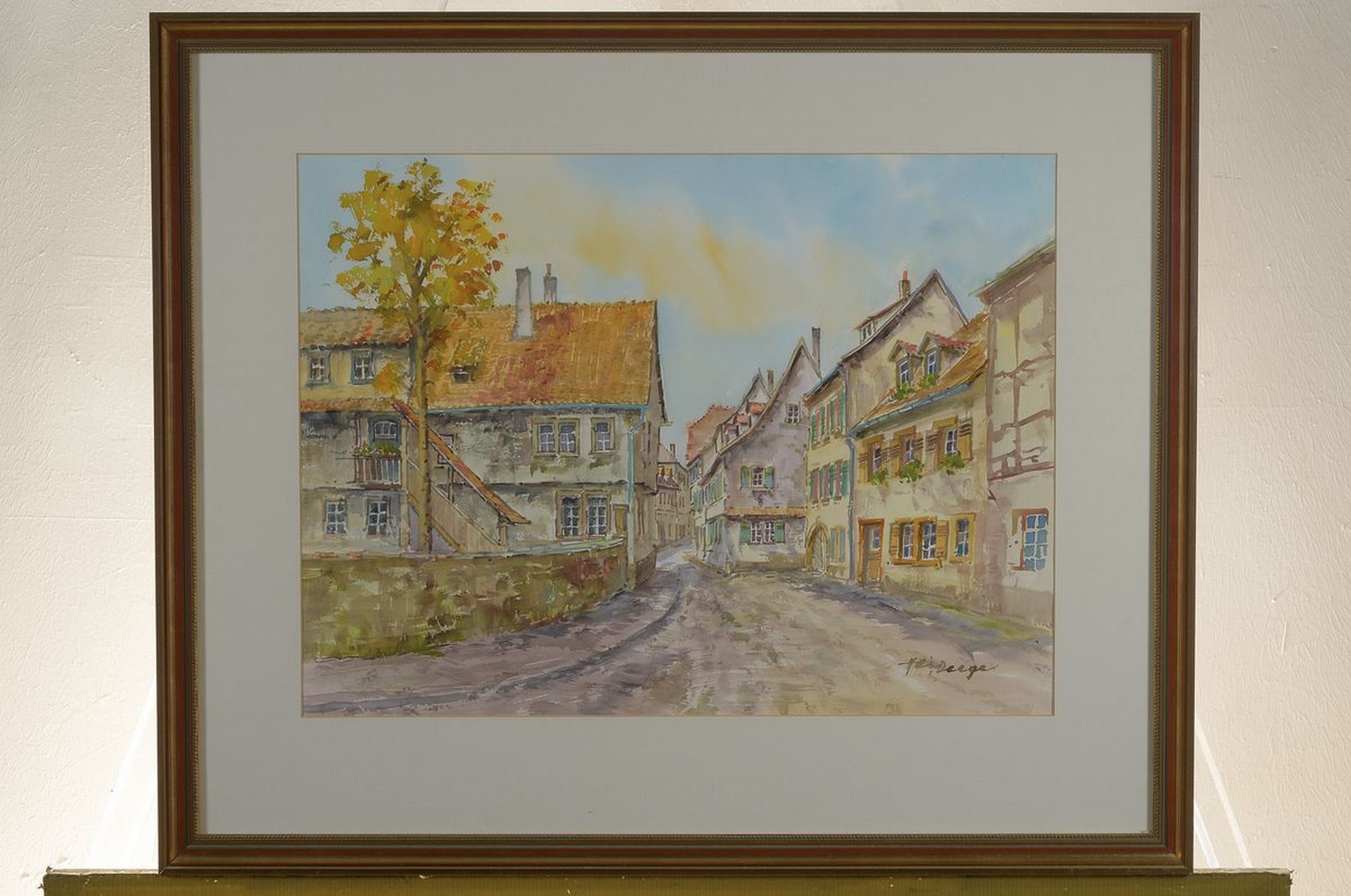 Detail l: Heiner Deege, 1920-2007 Haßloch, 2 Aquarelle, beide signiert: Marienkirche in Neustadt im Winter, ca. 50x63cm, PP, u.Gl., R. ca. 71x84cm und ...
