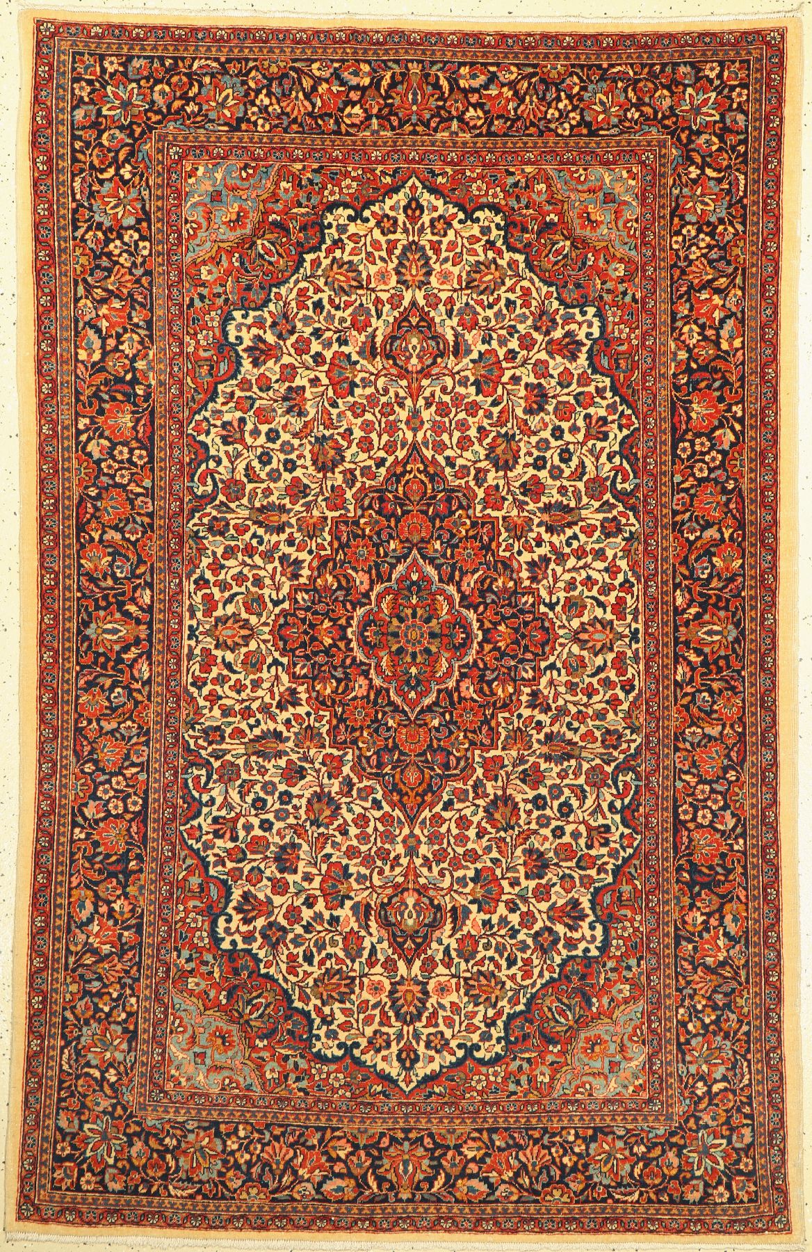 Feiner Keschan Kork, Persien, um 1920, Korkwolle geknüpft auf Baumwolle, ca, 207 x 133 cm, EHZ: 2-3(guter Zustand).