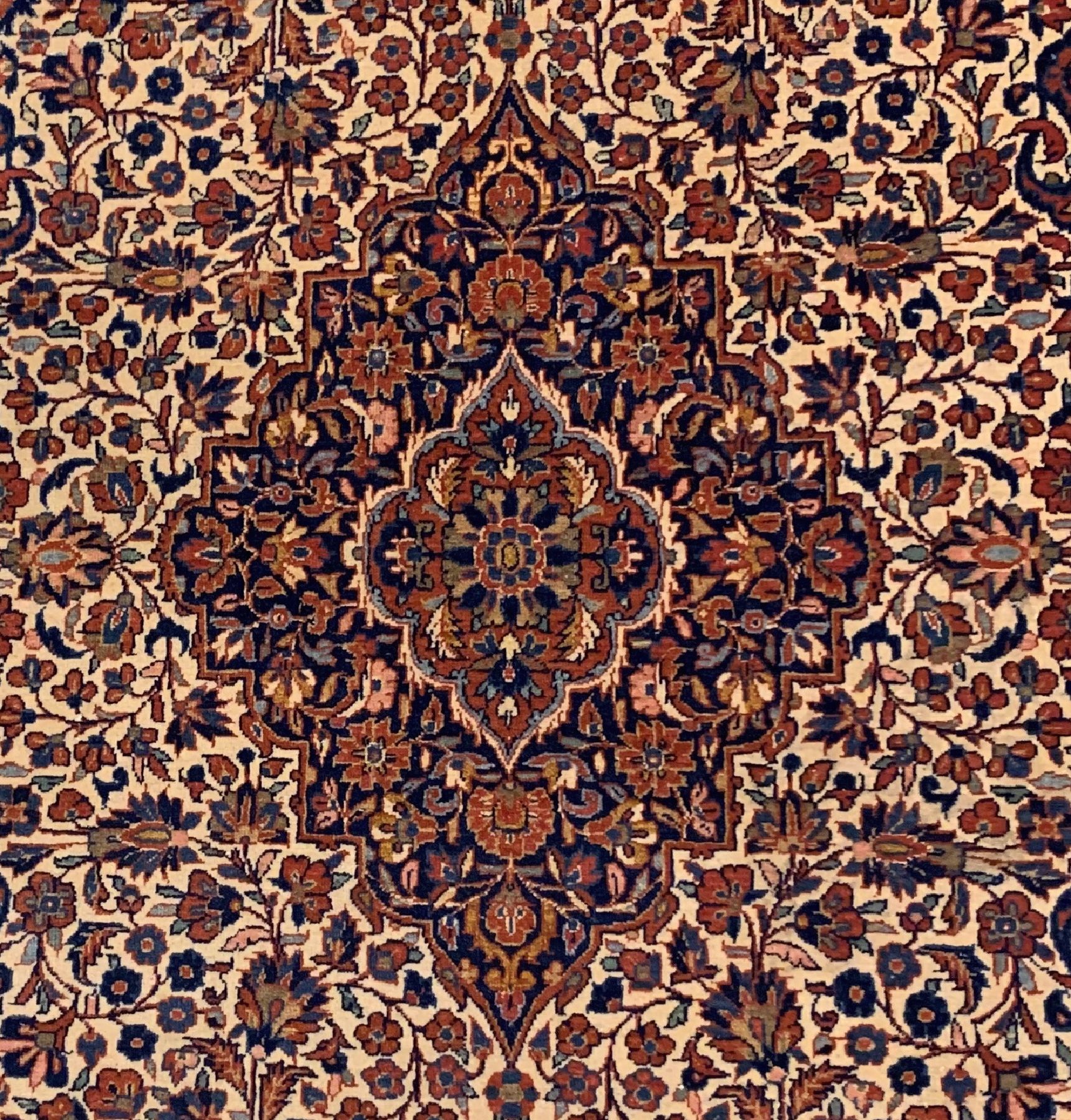 Detail a: Feiner Keschan Kork, Persien, um 1920, Korkwolle geknüpft auf Baumwolle, ca, 207 x 133 cm, EHZ: 2-3(guter Zustand).