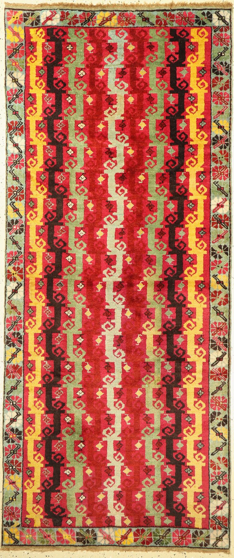 Seltener Muchur antik, Türkei, 19. Jhd, Wolle geknüpft auf Wolle, ca. 230 x 98 cm, EHZ: 2(guter Zustand).