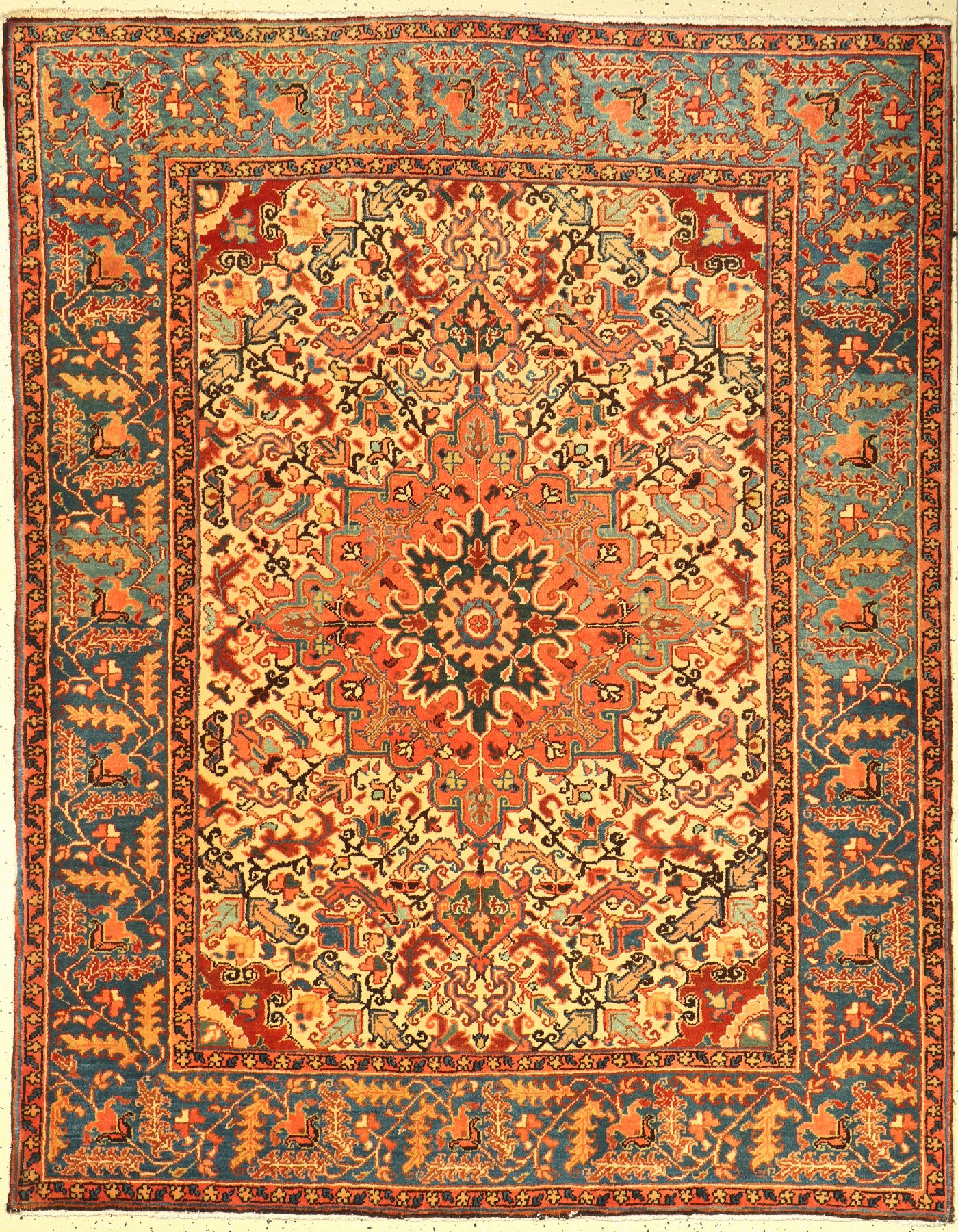 Heriz alt, Persien, um 1950/1960, Wolle geknüpft auf Baumwolle, ca. 188 x 148 cm, EHZ:2 (guter Zustand).