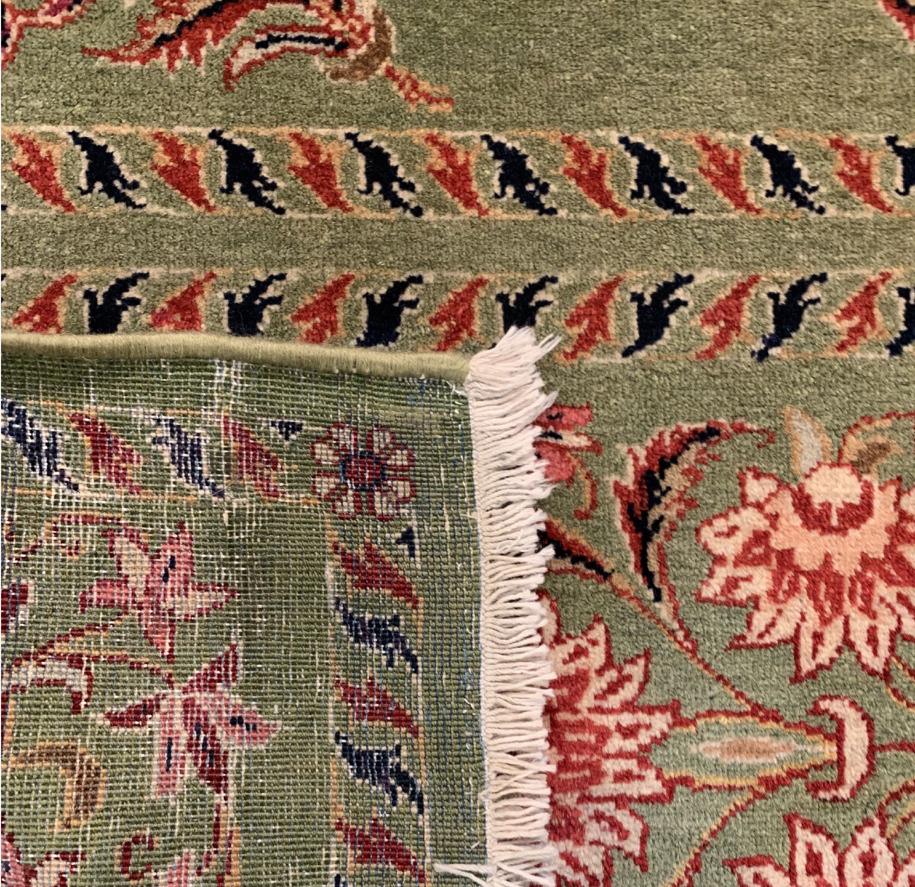 Detail d: Seltener grüner Keschan, Persien, um 1950/1960, Korkwolle geknüpft auf Baumwolle, ca, 181 x 106 cm, EHZ:2(guter Zustand).