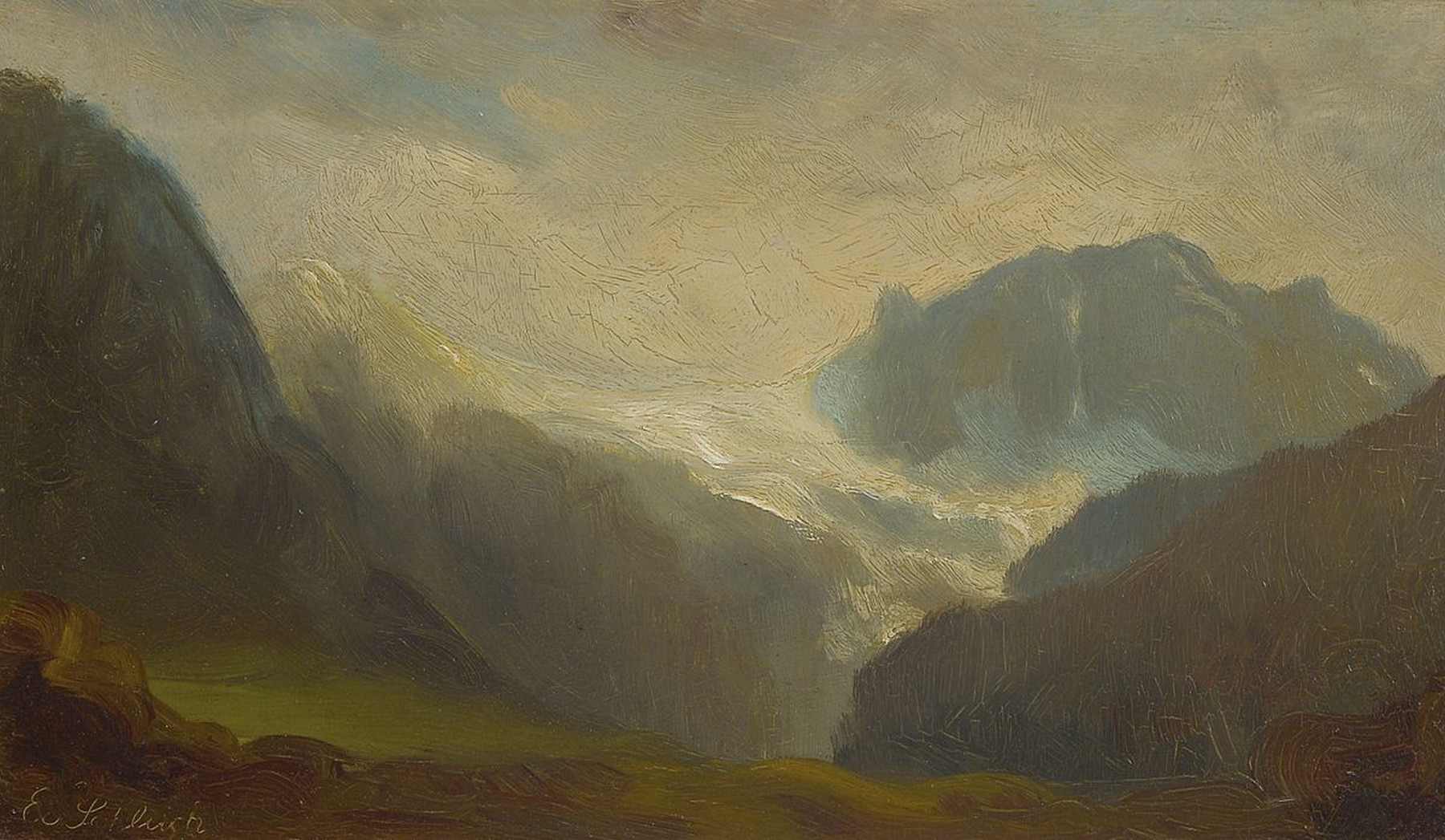 Eduard Schleich, 1812 Schloss Haarbach-1874 München, Münchner Schule, Landschaftsstudie, Hochgebirgslandschaft unter Berücksichtigung der Faktoren ...