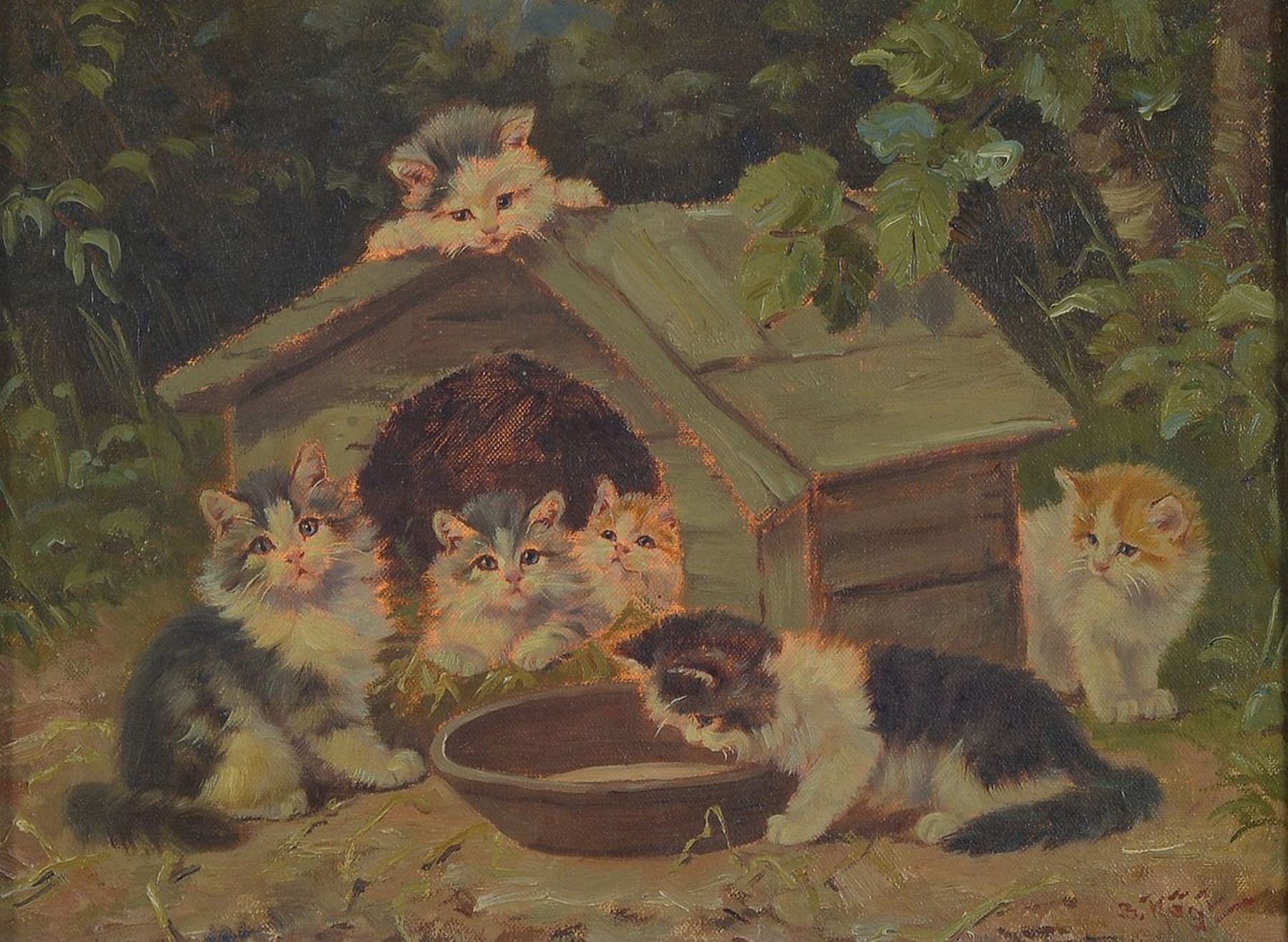 Benno Kögl, 1892 Greding-1973 Nymphenburg, bekannt als "Katzenkögl", Münchner Schule, Schüler von Philipp Röth u. Hans von Hayek, ...