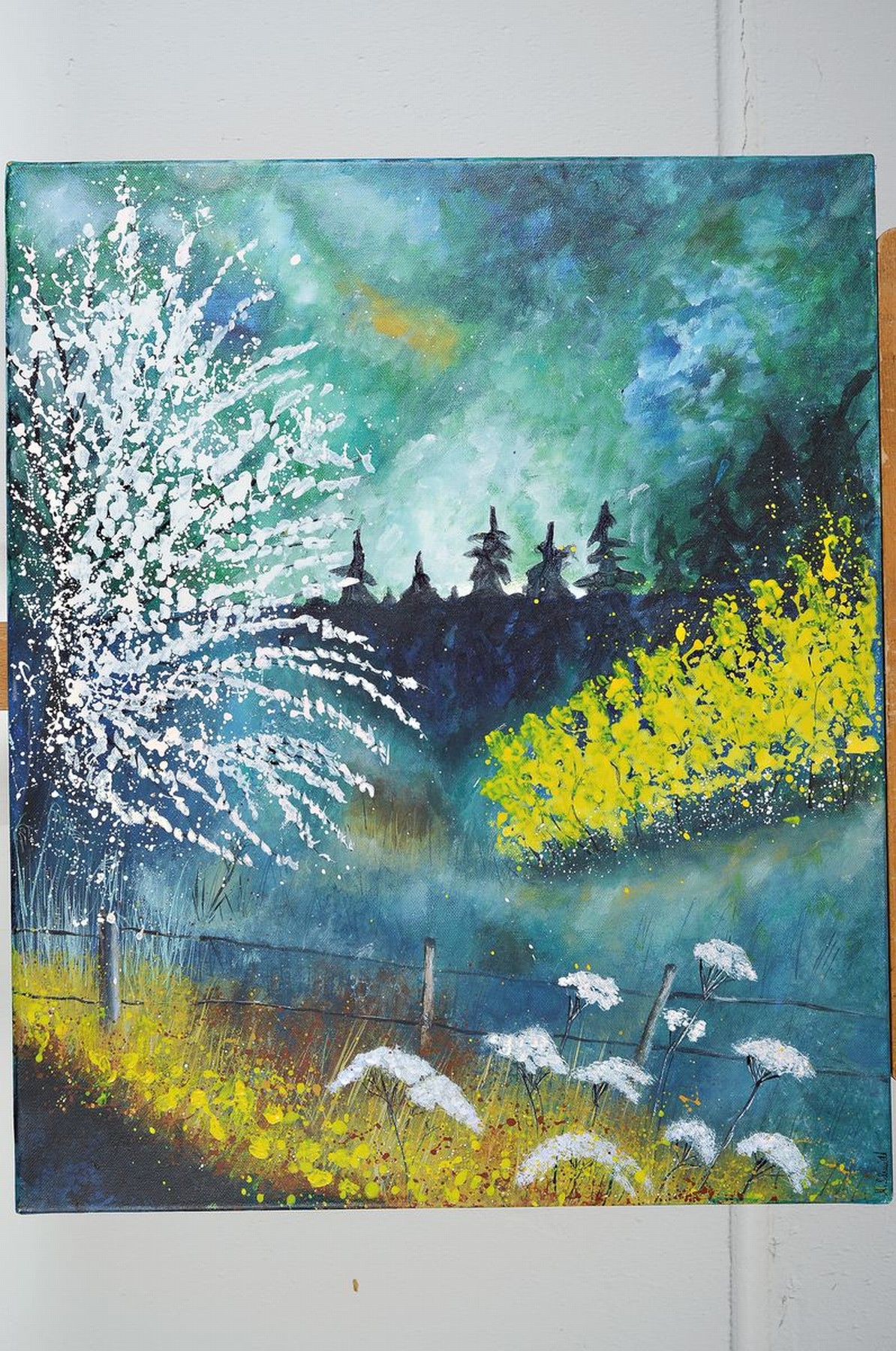Detail k: Marion Schmidt, geb. 1963 Eschwege, Frühlingserwachen, Acryl/Lwd, rechts unten signiert, ca. 60x50cm