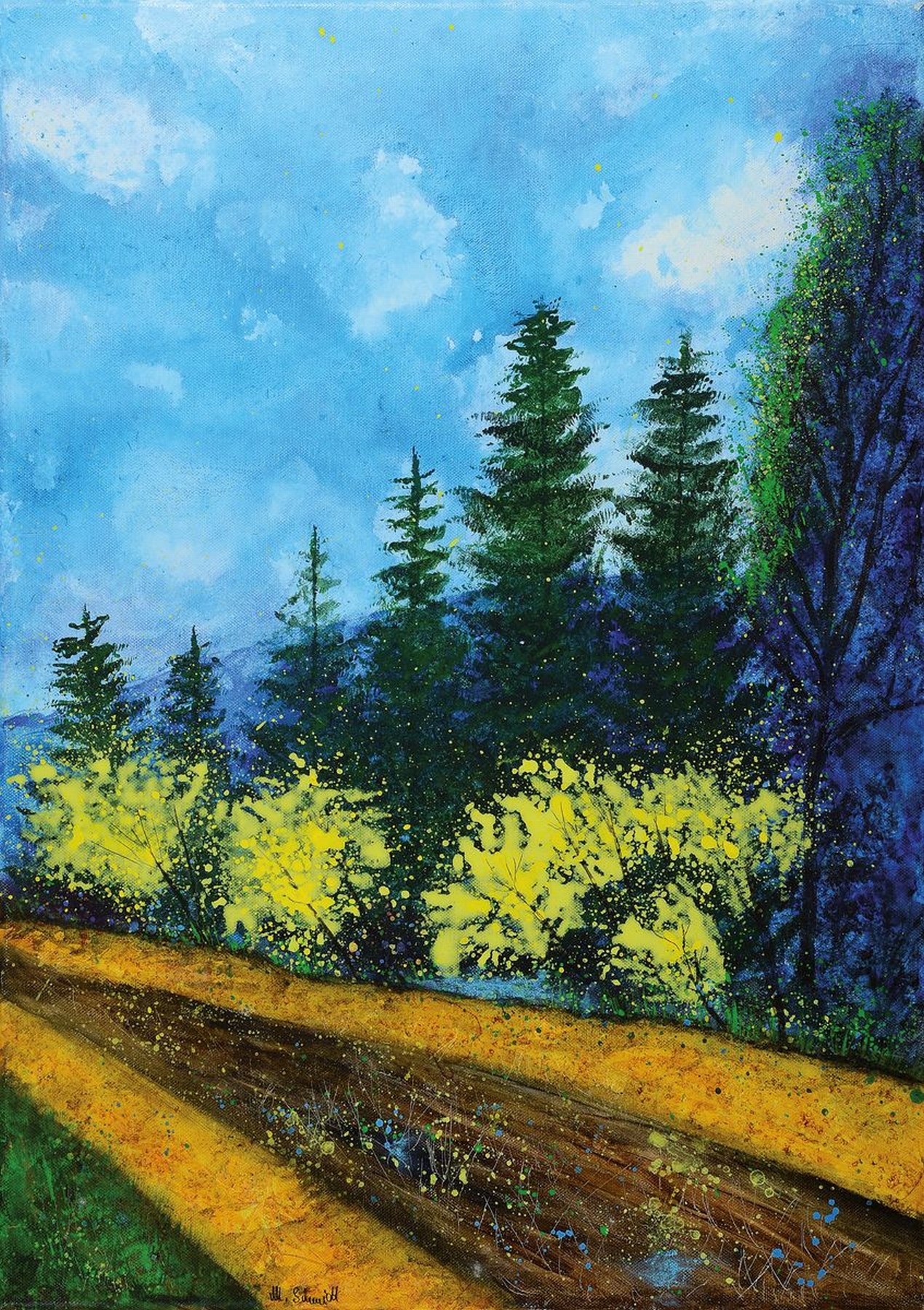 Marion Schmidt, geb. 1963 Eschwege, Somewhere, Acryl/Lwd, links unten signiert, ca. 70x50cm