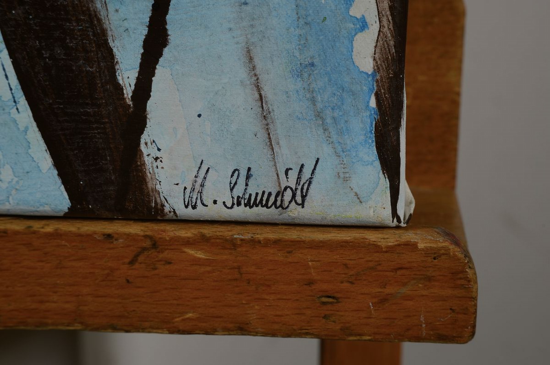 Detail a: Marion Schmidt, geb. 1963 Eschwege, Himmelsstürmer, Acryl/Lwd, rechts unten signiert, ca. 100x50cm