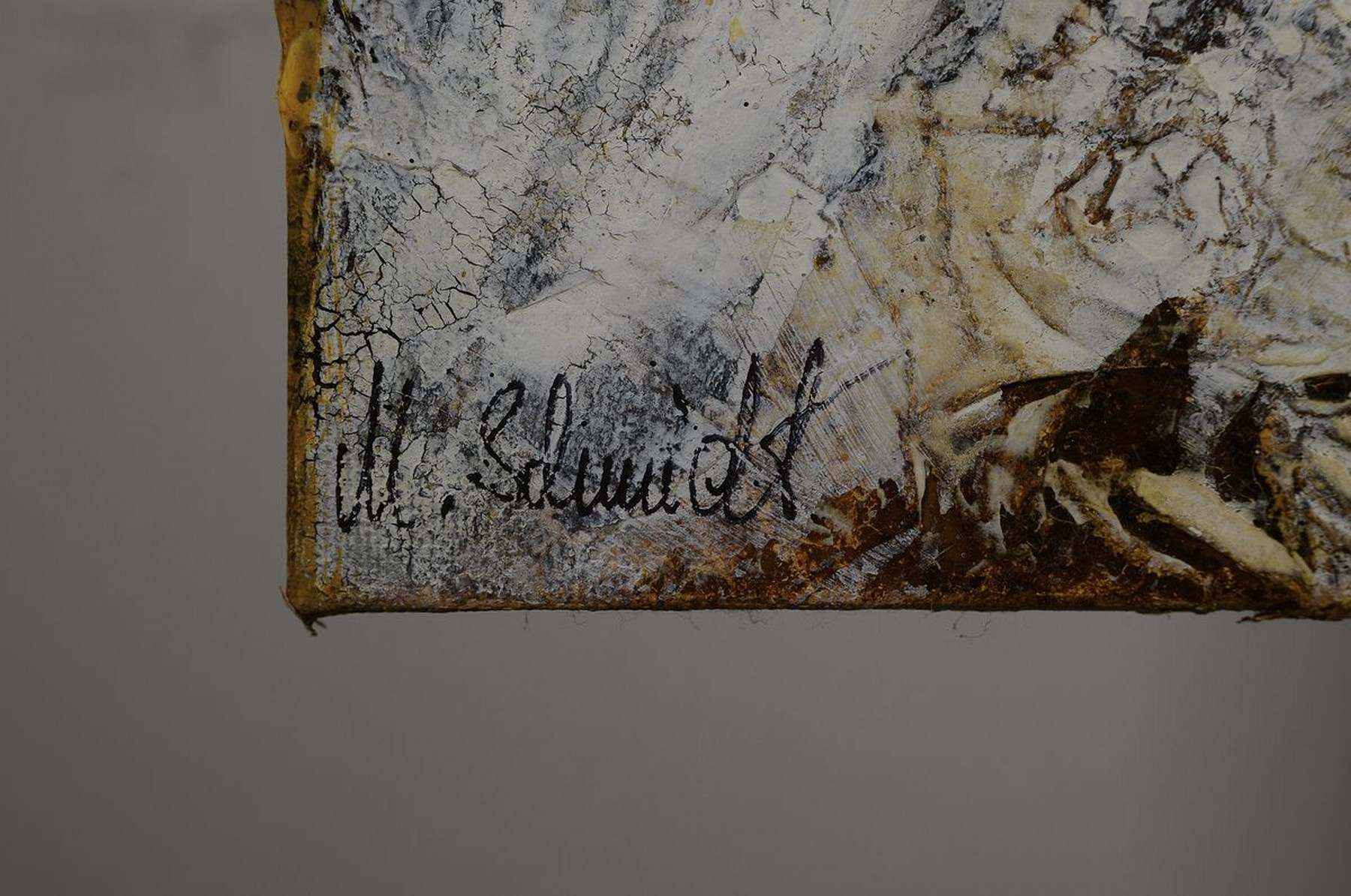 Detail a: Marion Eschwege, geb. 1963 Eschwege, Spuren im Gestein, Acryl/Lwd, links unten signiert, ca. 100x100cm