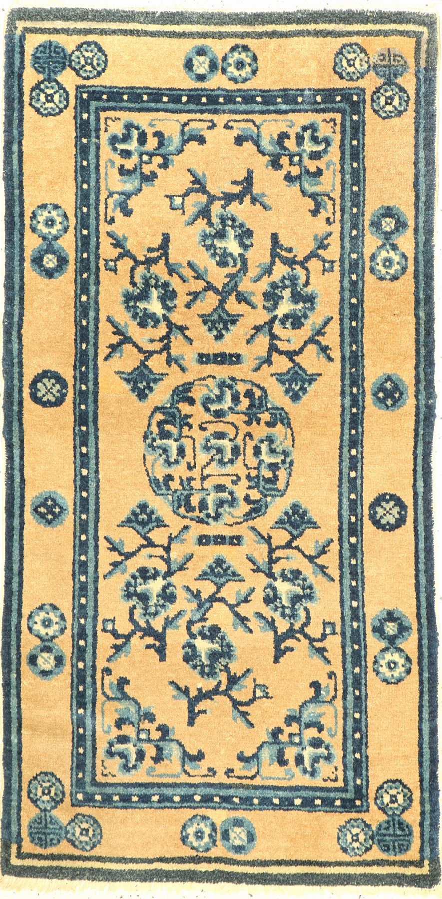 Pao Tow antik, China, um 1900, Wolle geknüpft auf Baumwolle, ca. 134 x 68 cm, EHZ: 2-3(guter Zustand).