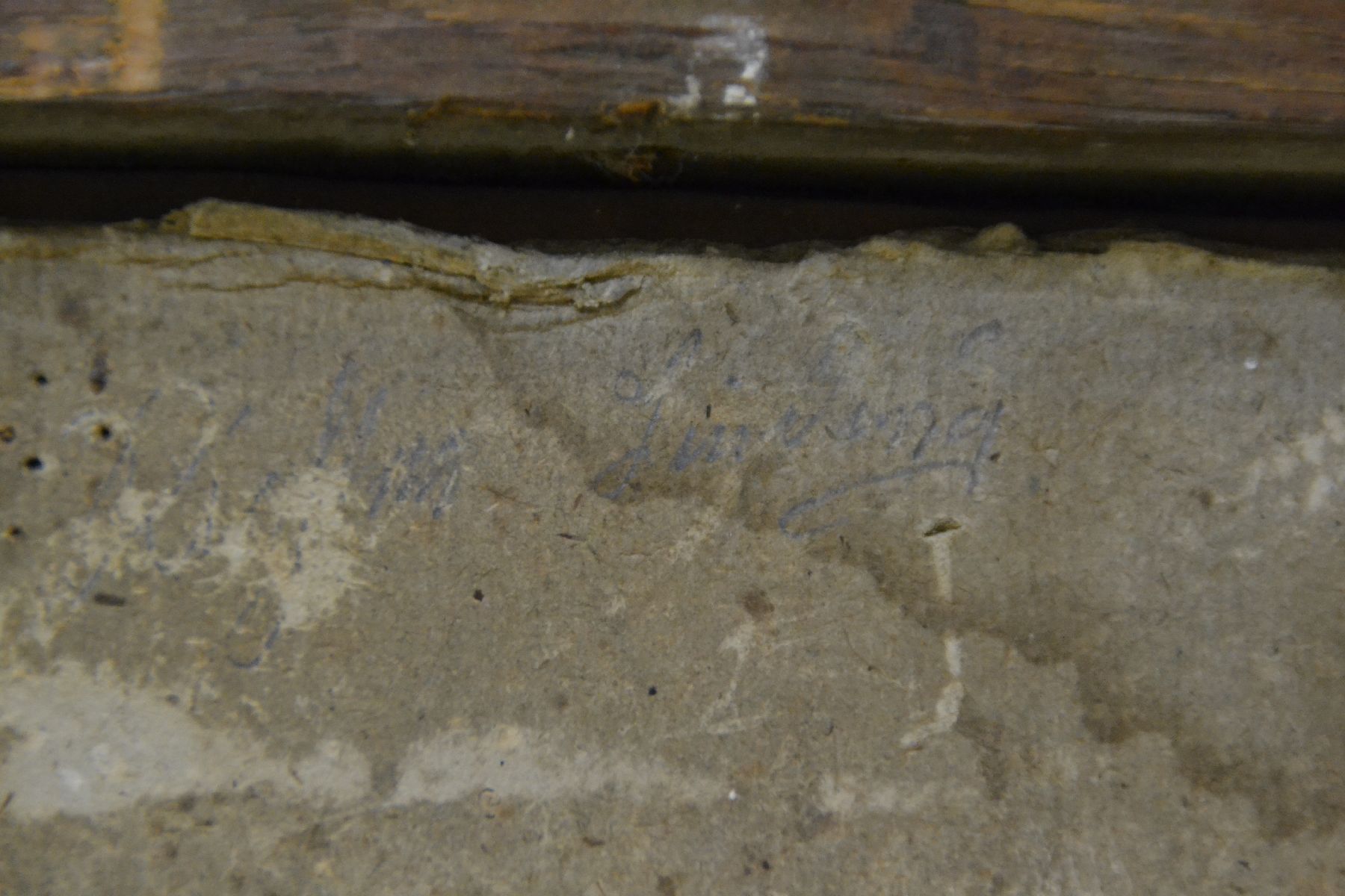 Detail g: Wohl skandinavischer Künstler des 19.Jh., Ansicht einer Schlucht, verso auf Malkarton unleserlich bez. Sinding, Öl/Lwd/Malkarton, unsigniert, ...