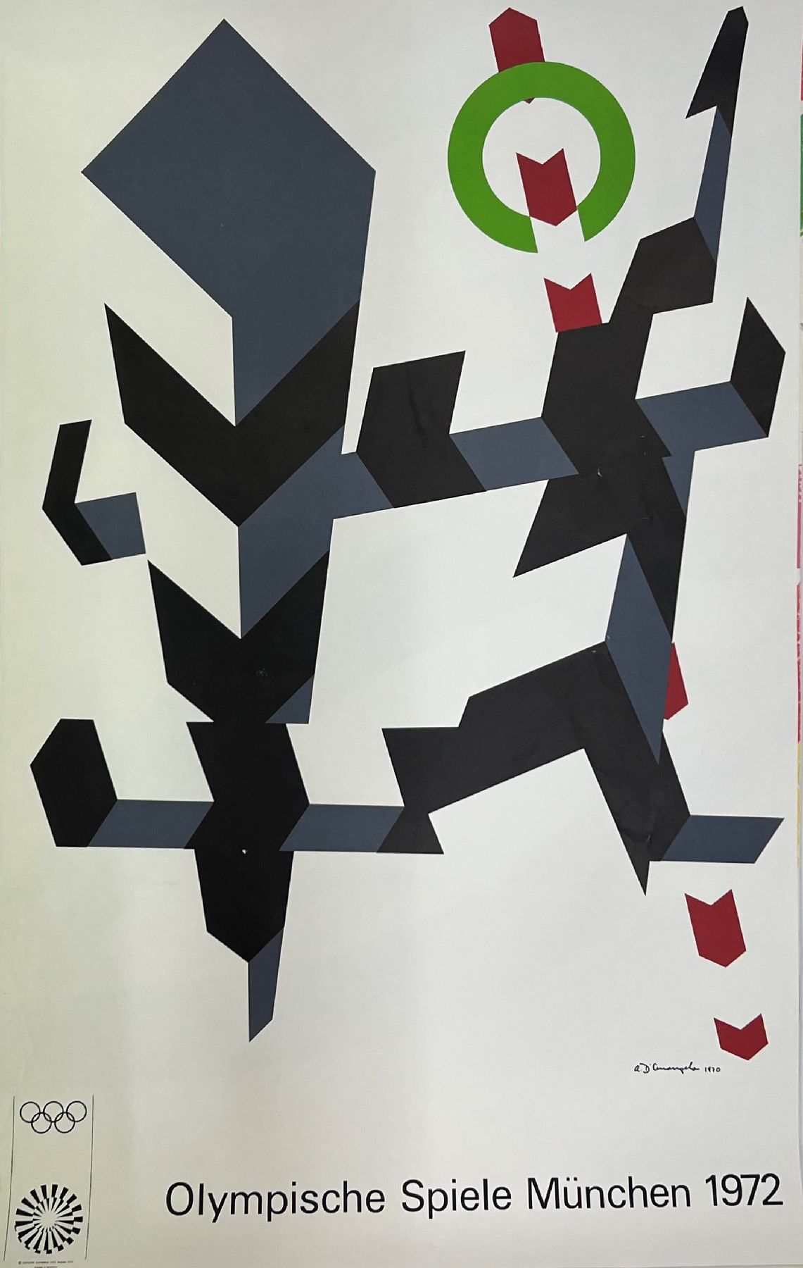 Detail f: Mappe mit 28 Kunstdrucken zu den Olympischen Spielen 1972 in München, Plakatgröße, u.a. Wesselmann, Hockney, Antes, Marini, Vasarely ...