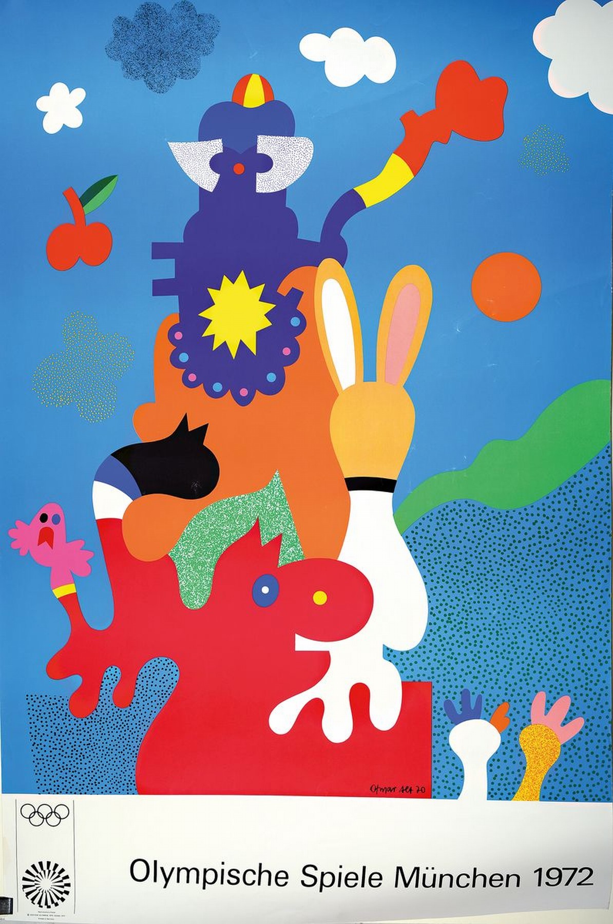 Detail k: Mappe mit 28 Kunstdrucken zu den Olympischen Spielen 1972 in München, Plakatgröße, u.a. Wesselmann, Hockney, Antes, Marini, Vasarely ...