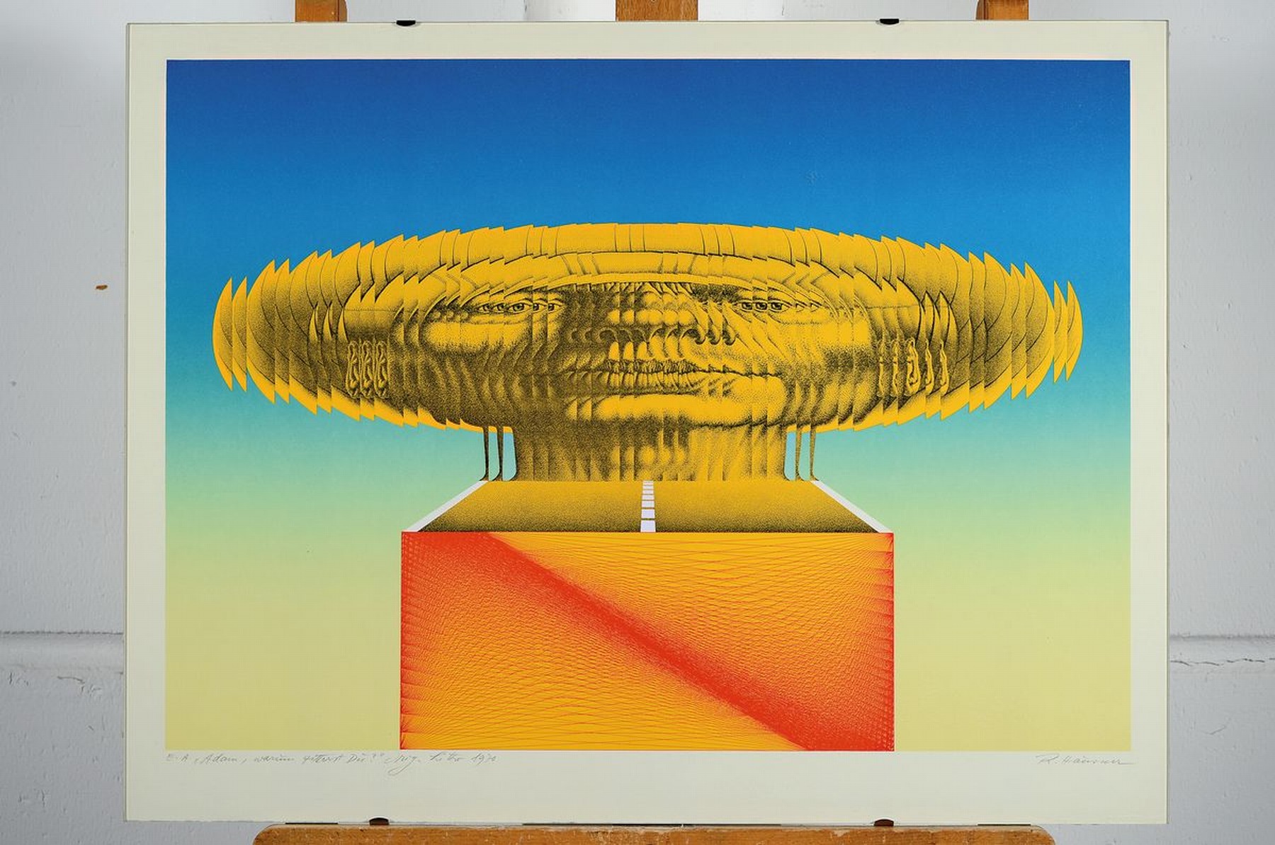 Detail k: Rudolf Hausner, 1914-1995, Adam warum zitterst du ?, Farblithographie von 1970, signiert, betitelt, bez.: e.a., ca. 43x60cm