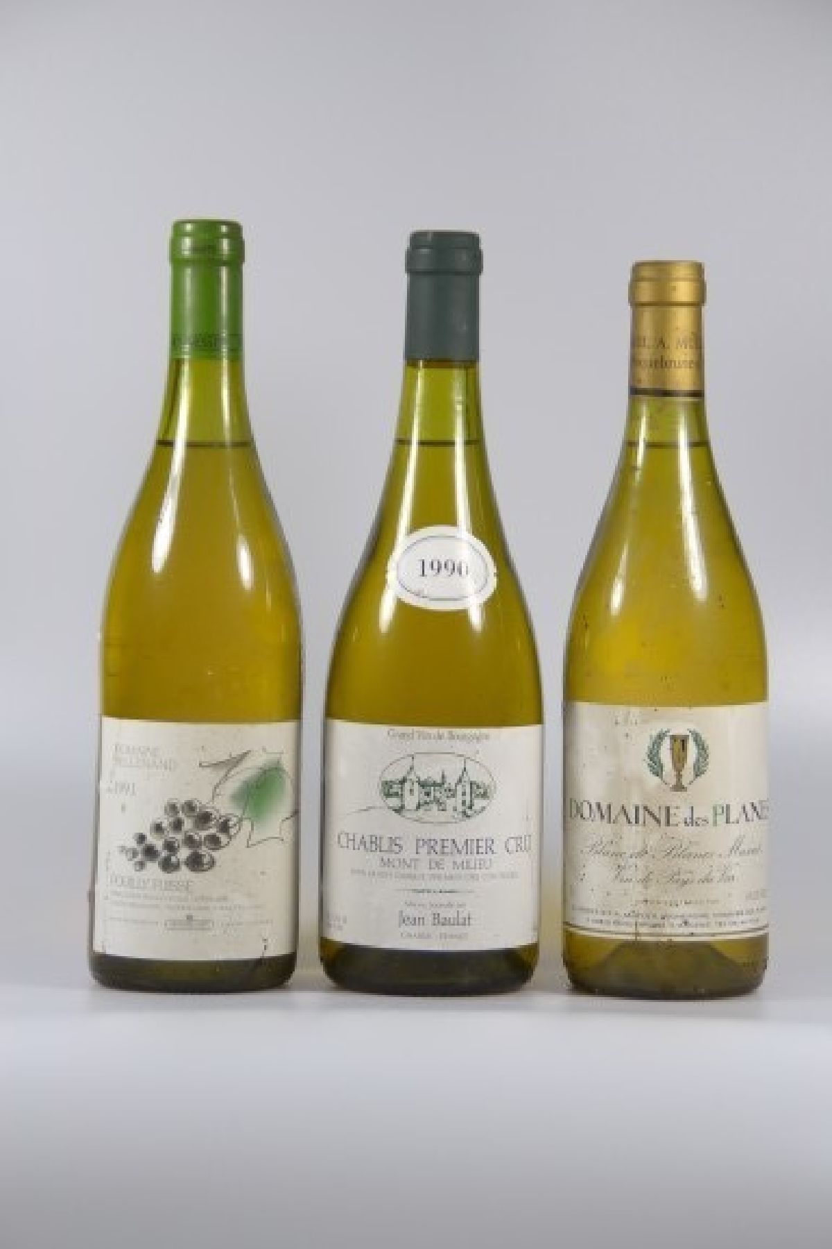 Detail c: 19 Flaschen Rotwein Frankreich, 6 Fl. 1991 Domaine Bellenand, Pouilly-Fuisse; 3 Fl. 1990 Chablis Premier Mont de Milieu, Jean Baulat; 1 Fl. 1983 ...