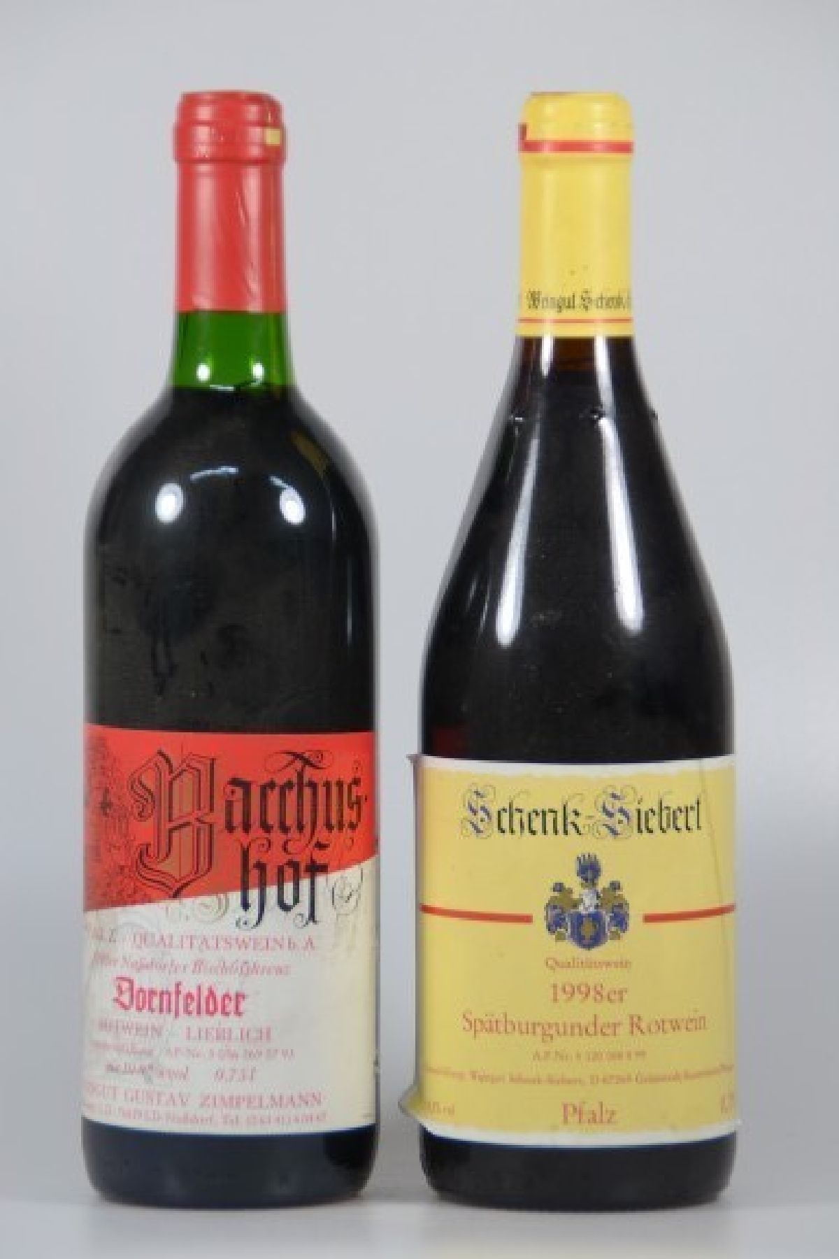 Detail f: 18 Fl. Weißwein und Rotwein Deutschland, 1 Fl. 2001er Krebs Friedelsheim Scheurebe Eiswein; 2 Fl. 2002er Krebs Friedelsheim Bacchus ...