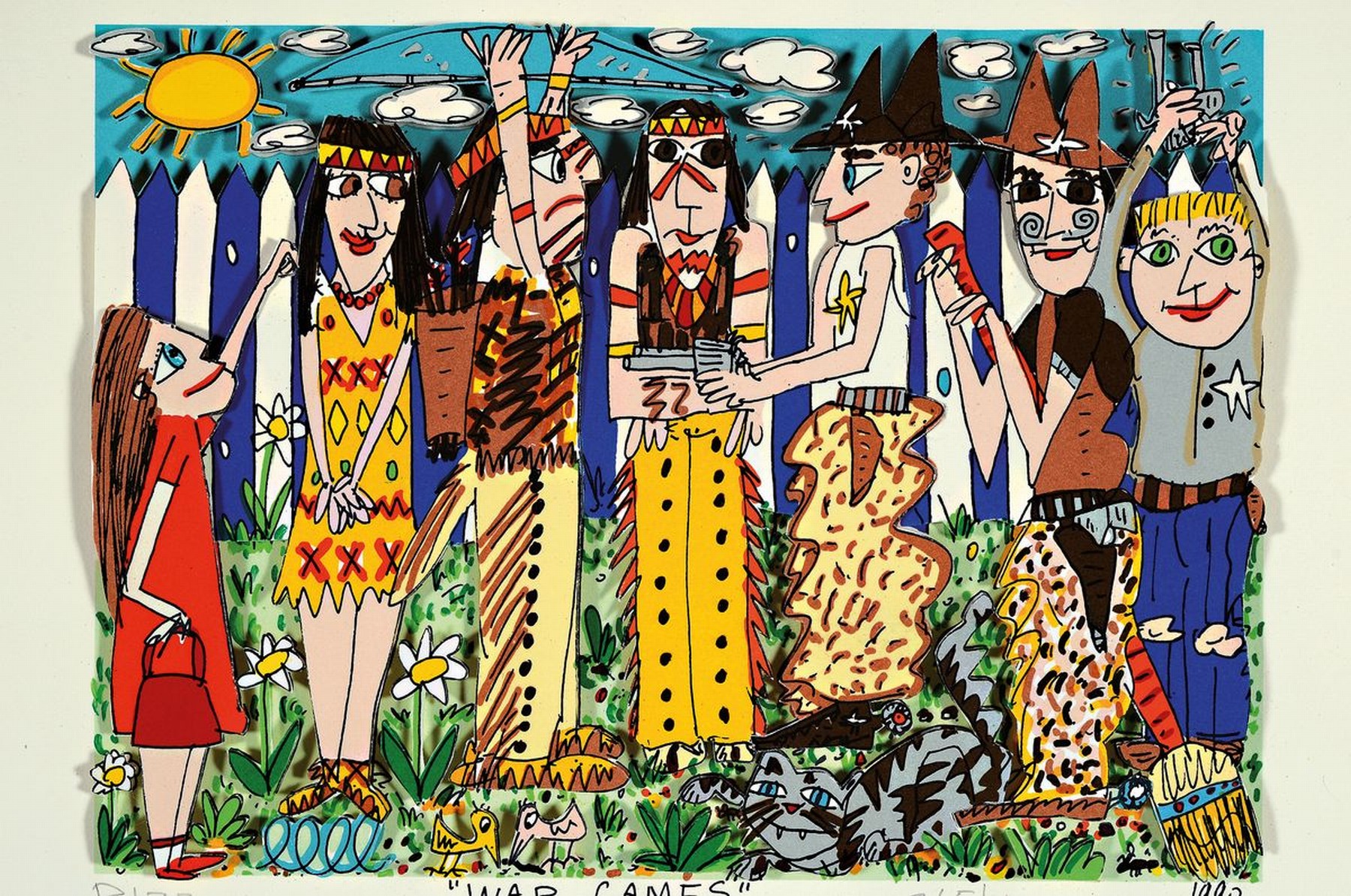 James Rizzi, 1950-2011, 3D-Konstruktion, "war games", handsign., num. 265/350, dat. 1990, ca. 27,5x23,5 cm