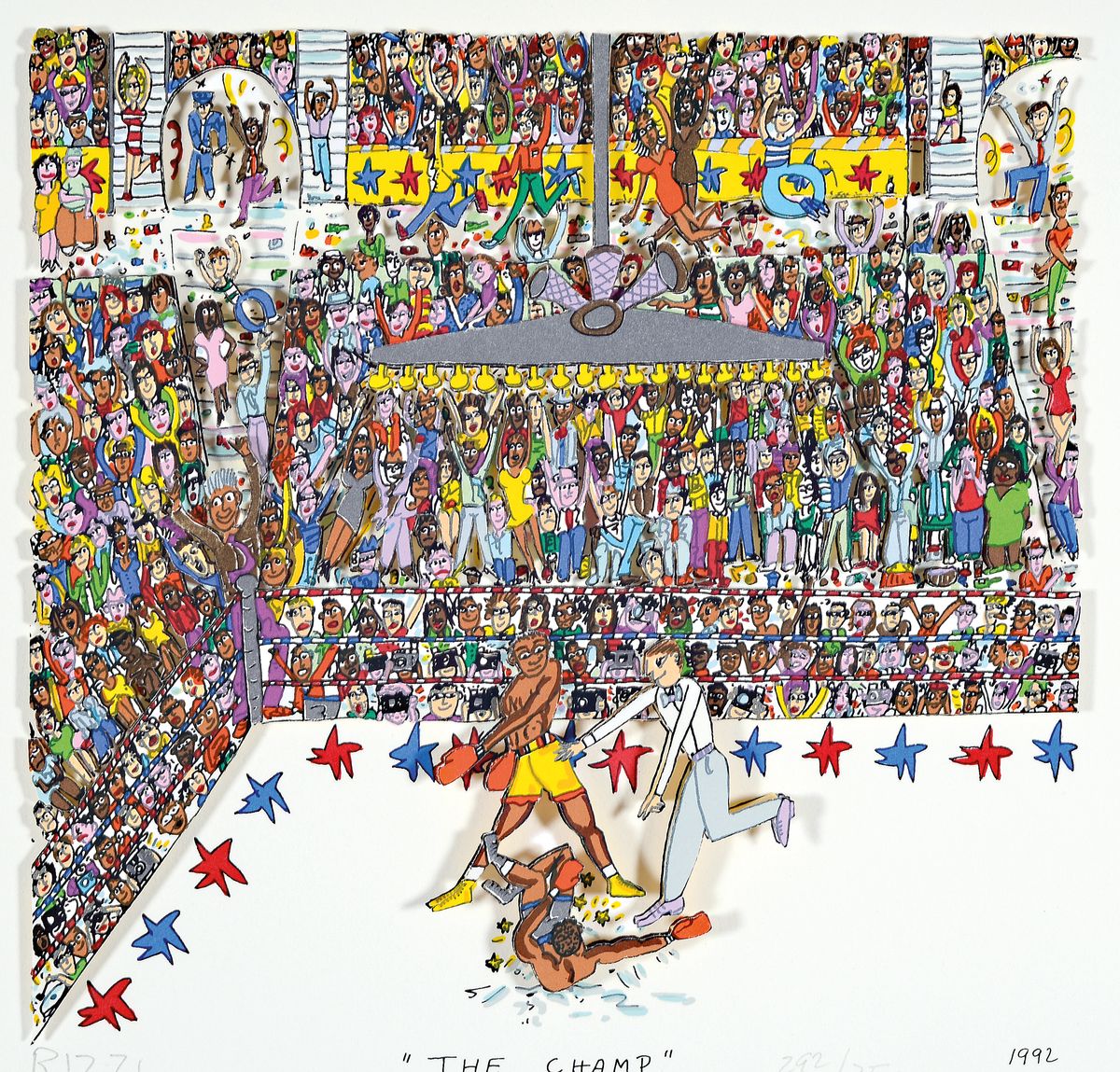 James Rizzi, 1950-2011, 3D-Konstruktion, "The Champ", handsign., num. 292/350, dat. 1992, ca. 28,5x30 cm