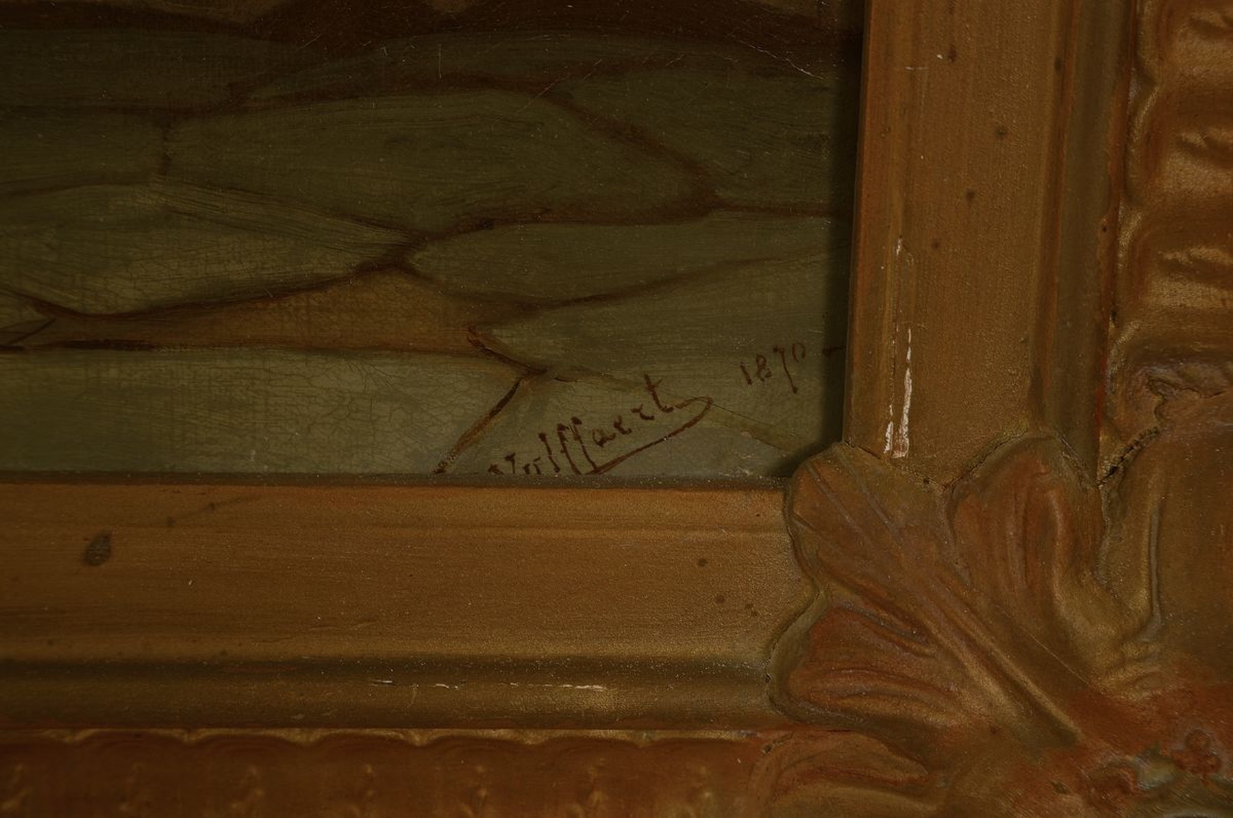 Detail a: Adrianus Wulffaert, 1804 Goes (Holland) - 1873 Gent, Studium in Brügge u. Paris, Mitglied der Akademie Gent, hier: Händler u. dessen Familie beim ...