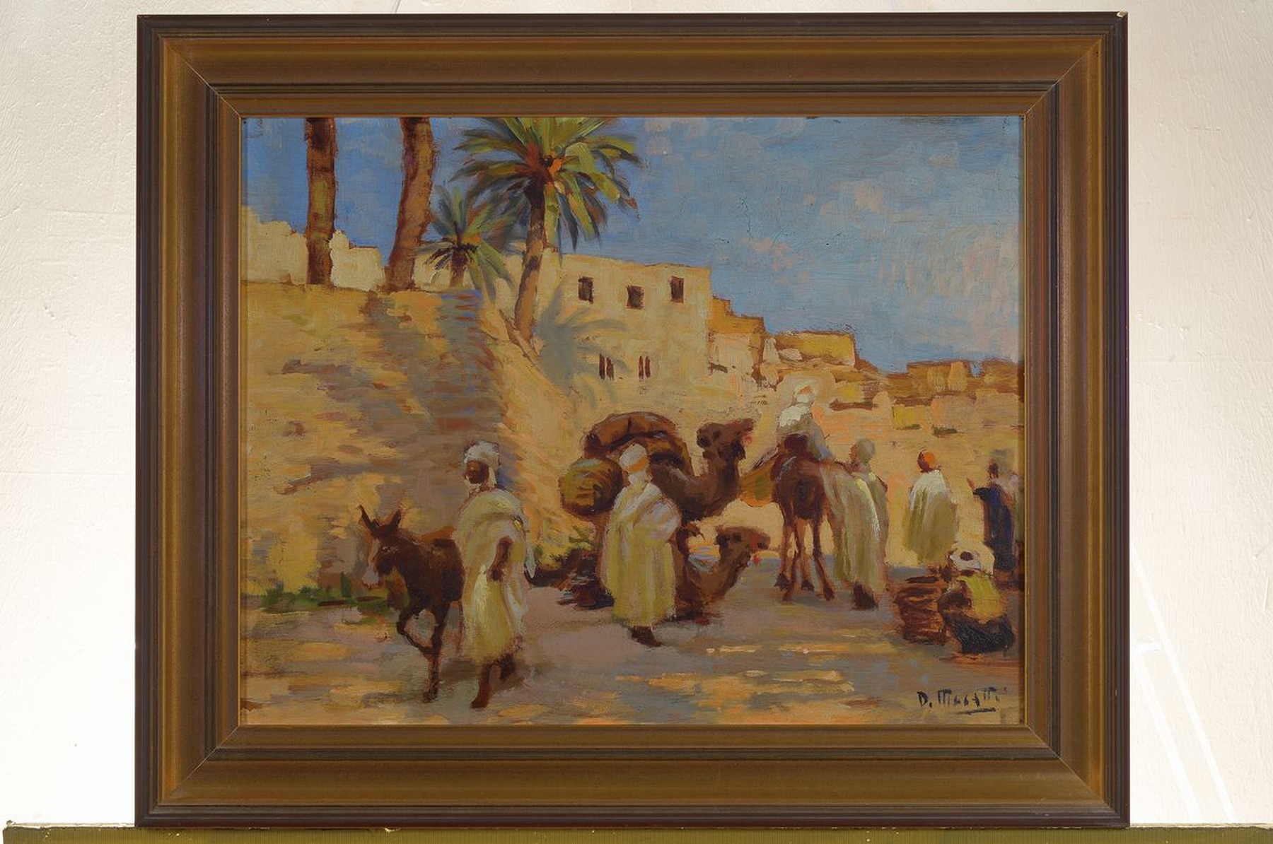 Detail k: Dario Mecatti, 1909-1976, belebte arabische Straßenszene, rechts unten signiert, Öl/Holzplatte, R., Alterssp., ca. 40x50/49x60 cm
