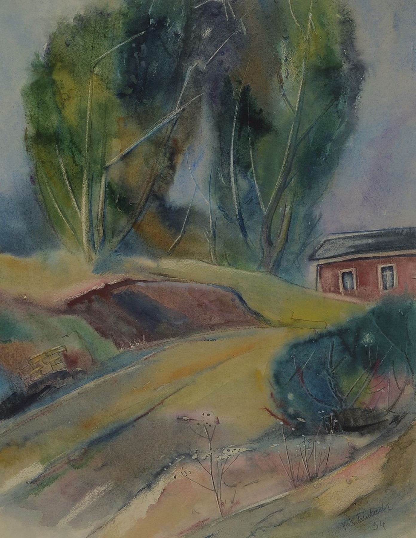 Erich Rockenbach, 1911-1984 Ludwigshafen, Mitbegründer und späterer Vorsitzender der Künstlergemeinschaft "Der Anker", hier: Landschaft ...