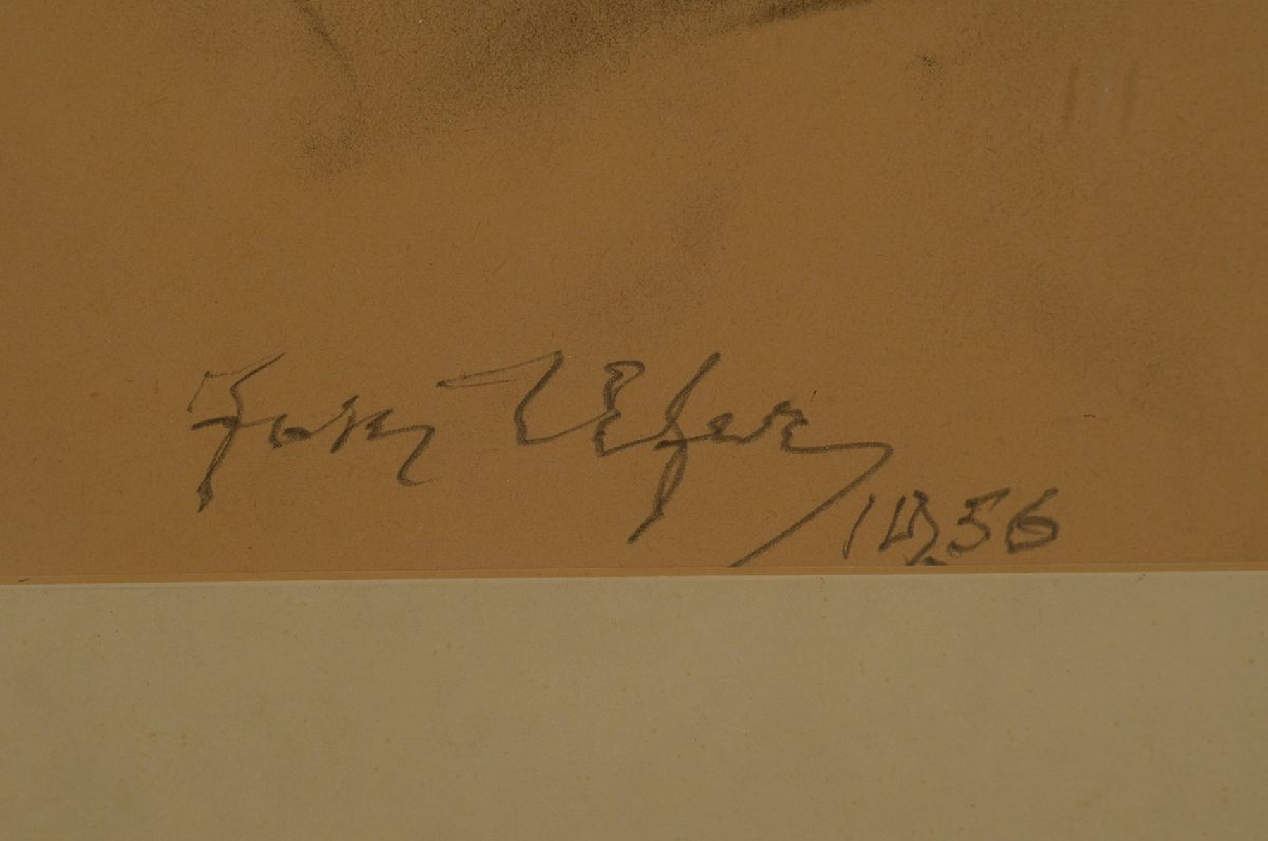 Detail b: 2 Aktzeichnungen aus den 1950er Jahren, Bleistift auf gebräuntem Papier, sitzender bzw. liegender Akt, beide signiert, je ca. 39x48cm, PP, u.Gl., R. ...