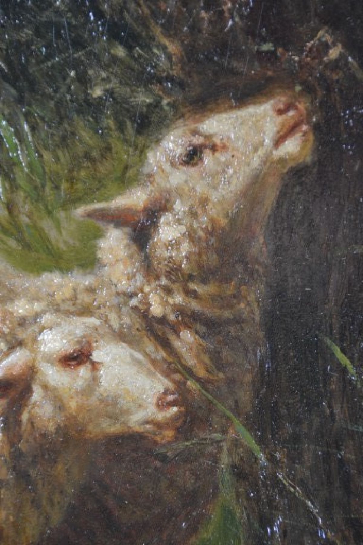 Detail b: Edouard Woutermaertens, 1819 Kortrijk (Belgien) - 1897 ebenda, belgischer Tiermaler, Schüler von Louis Robbe (1806-1887), zwei Schafe im hohen Gras, ...