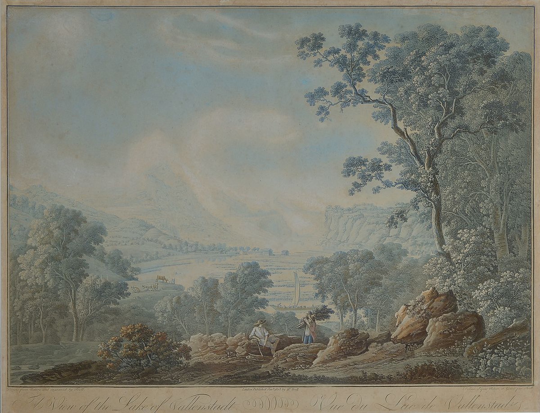 Johann Heinrich Troll, Winterhur 1756 - 1824 ebenda, Schüler bei Christian von Mechel u. Adrian Zingg, "A View of the Lake of ...