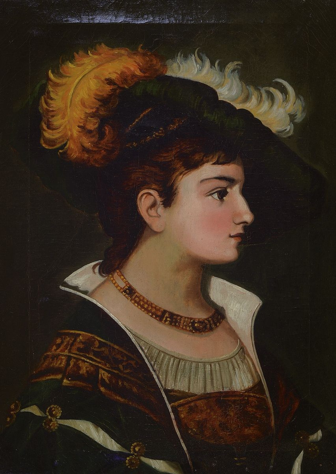 H. Stelker, 2. Hälfte 19. Jh.,, Porträt einer jungen Frau, Öl/Lwd, rest., Alters- und Gebr.-schäden, ca. 60 x 41 cm, Rahmen