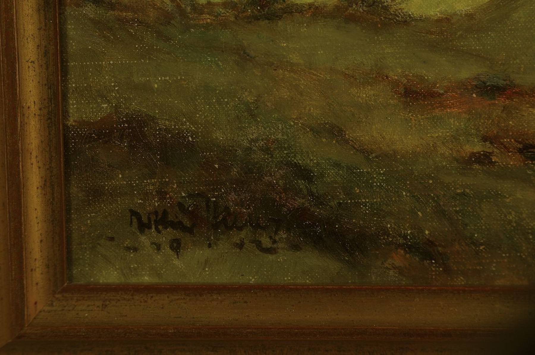 Detail a: Wilhelm Krug, Künstler des 20.Jh., weite Seenlandschaft, links unten signiert, Öl/Lwd, R., 69x80/84x94 cm