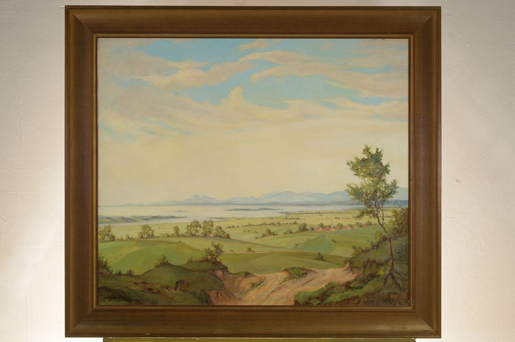 Detail k: Wilhelm Krug, Künstler des 20.Jh., weite Seenlandschaft, links unten signiert, Öl/Lwd, R., 69x80/84x94 cm