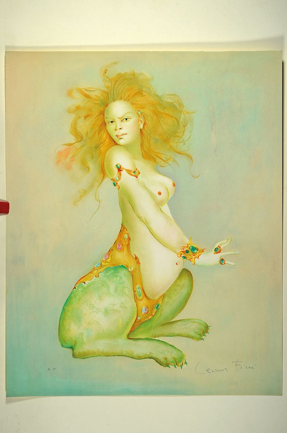Detail o: Leonor Fini, 1907 - 1996, drei Farblithographien, versch. Darstellungen, Frau mit Katze, stil. Sphinx und liegende Frau, alle handsigniert, z.T. ...