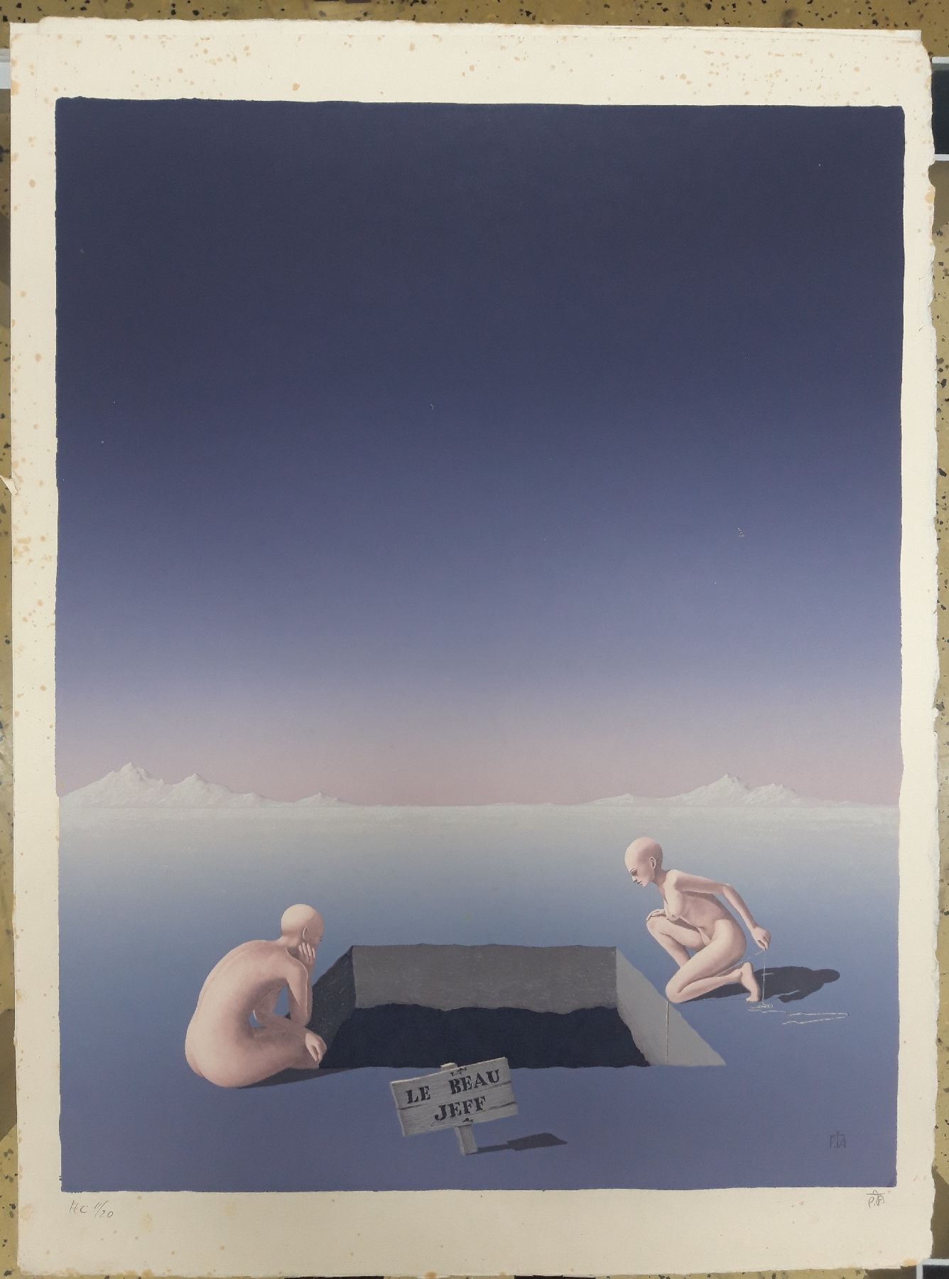 Detail b: 9 meist Surrealistische Grafiken, u.a. LeonorFini, Sphinx und liegende Frau; Jean Paul Cleren: Der Kuss, Frauenakt, Männerakt; 4 Grafiken ...