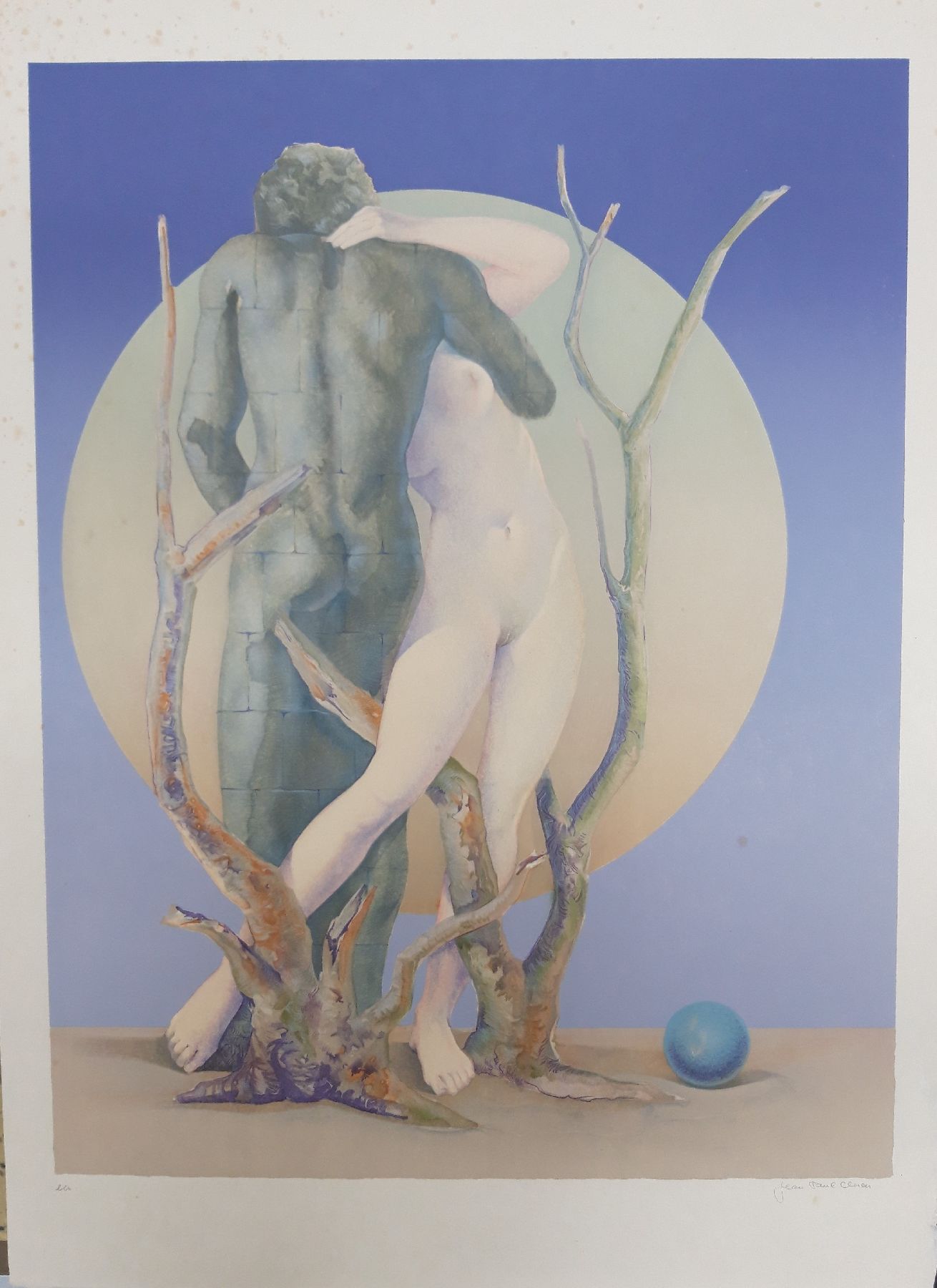 Detail f: 9 meist Surrealistische Grafiken, u.a. LeonorFini, Sphinx und liegende Frau; Jean Paul Cleren: Der Kuss, Frauenakt, Männerakt; 4 Grafiken ...