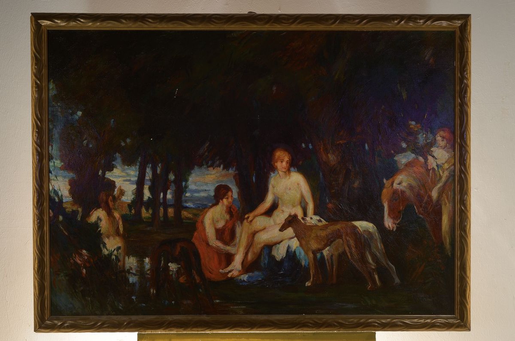 Detail k: Unbekannter Künstler: qualitätvolle Kopie von Hans von Marees (1837-1887) "Rast der Diana" (1863), nach dem Original aus der Sammlung ...