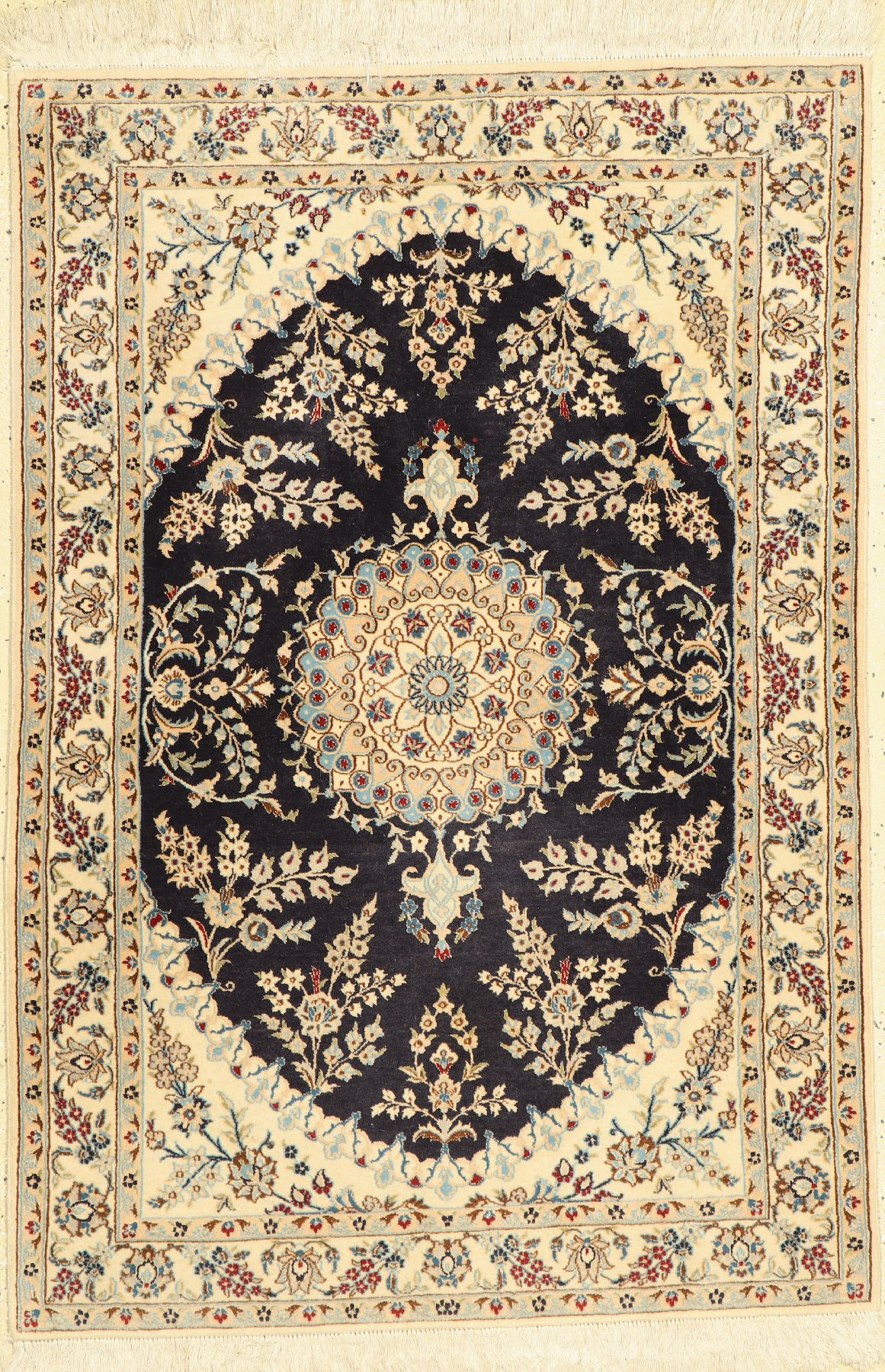Nain fein(6 La), Persien, ca. 50 Jahre, Korkwolle mit Seide, ca. 132 x 90 cm, ca. 1,0 Mio. Kn/qm, EHZ: 2