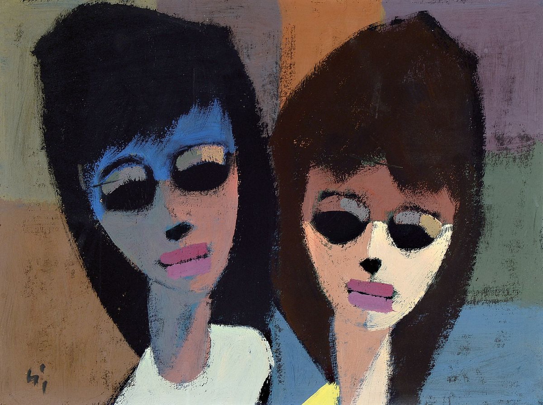 Heinrich Arrigo Florian Wittler, 1918-1979, 2 Köpfe, Öl/Malkarton, links unten signiert, ca. 34x44cm, R. ca. 57x67cm
