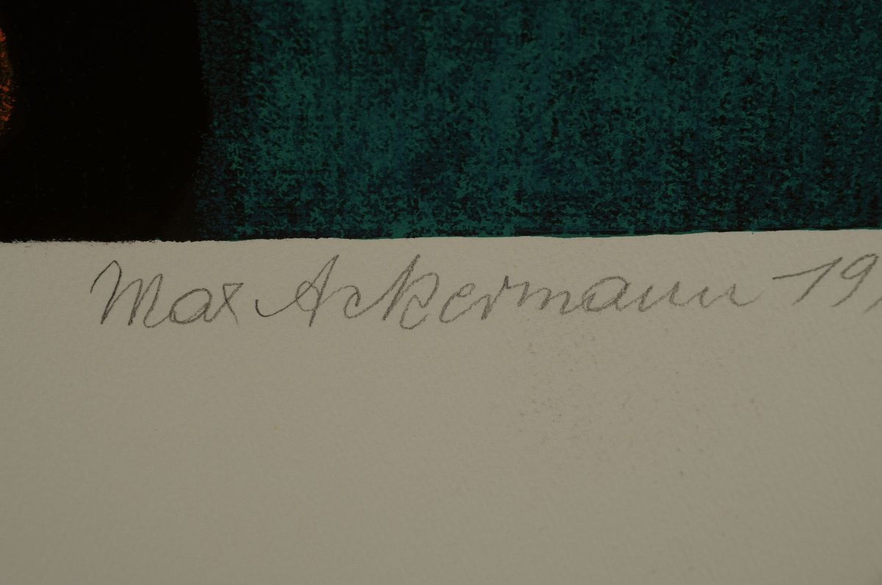 Detail a: Max Ackermann, 1887-1975, Farblithographie, handsigniert und dat. 1973, bez,; E.A., ca. 47.5x31cm, Blattgr. ca. 70x50cm