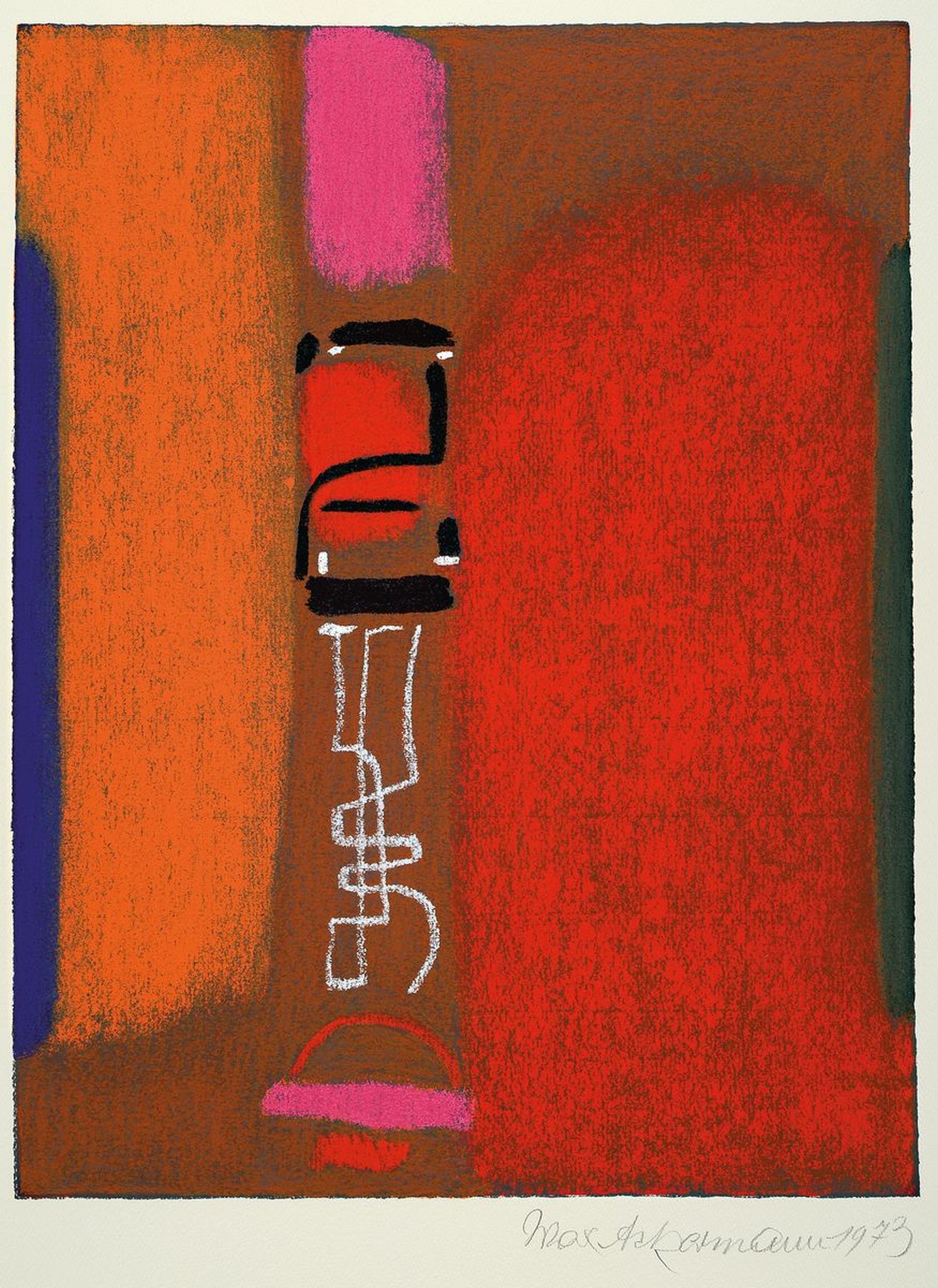 Max Ackermann, 1887-1975, Farblithographie, handsigniert und dat. 1973, ca. 45x35cm, Blattgr. ca. 70x50cm