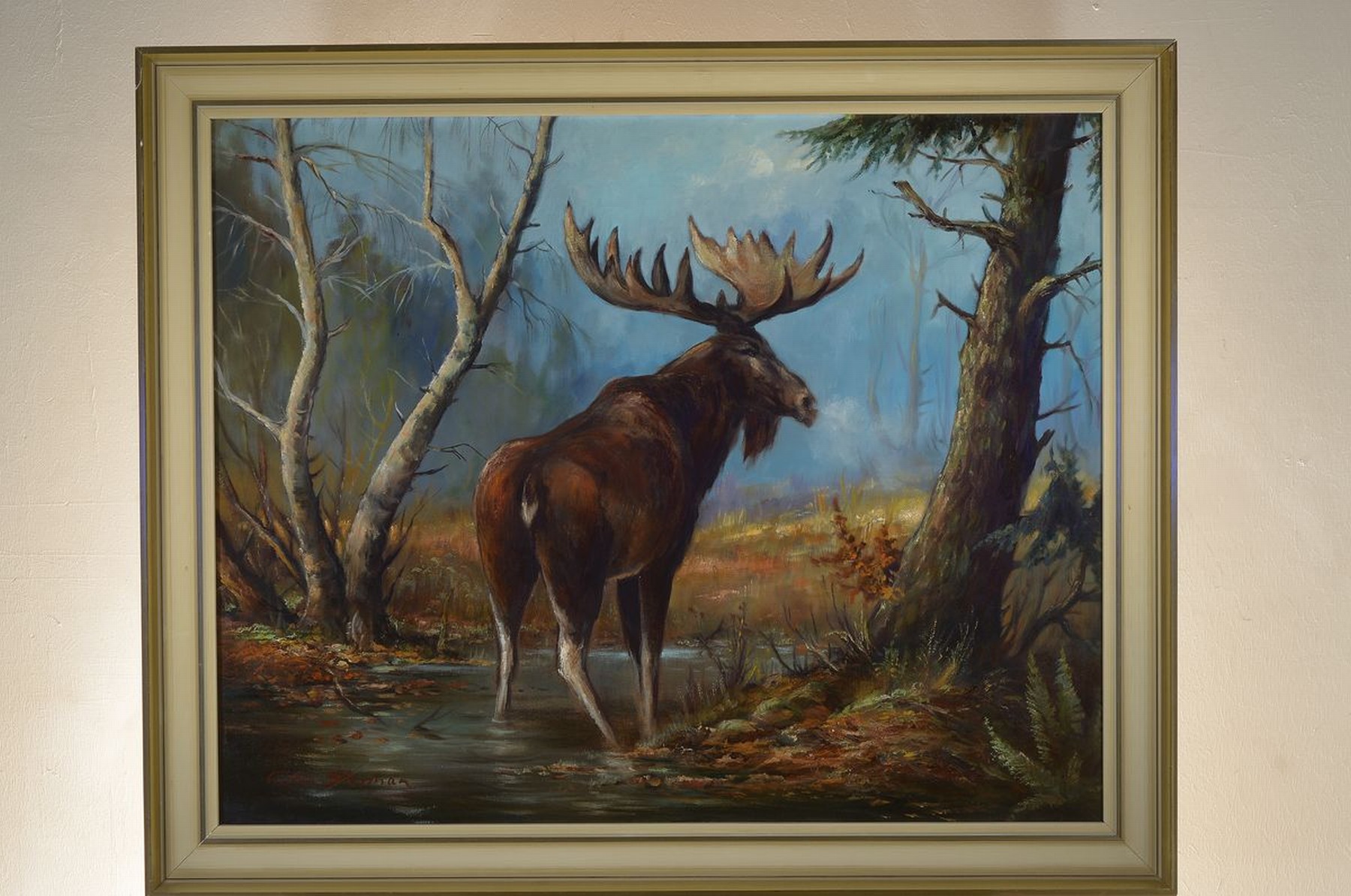 Detail k: Peter Stephan, 1927 St. Petersburg-2014 Weinheim, Elch im Moor, Öl/Lwd, links unten signiert, ca. 80x100cm, R. ca. 92x112cm