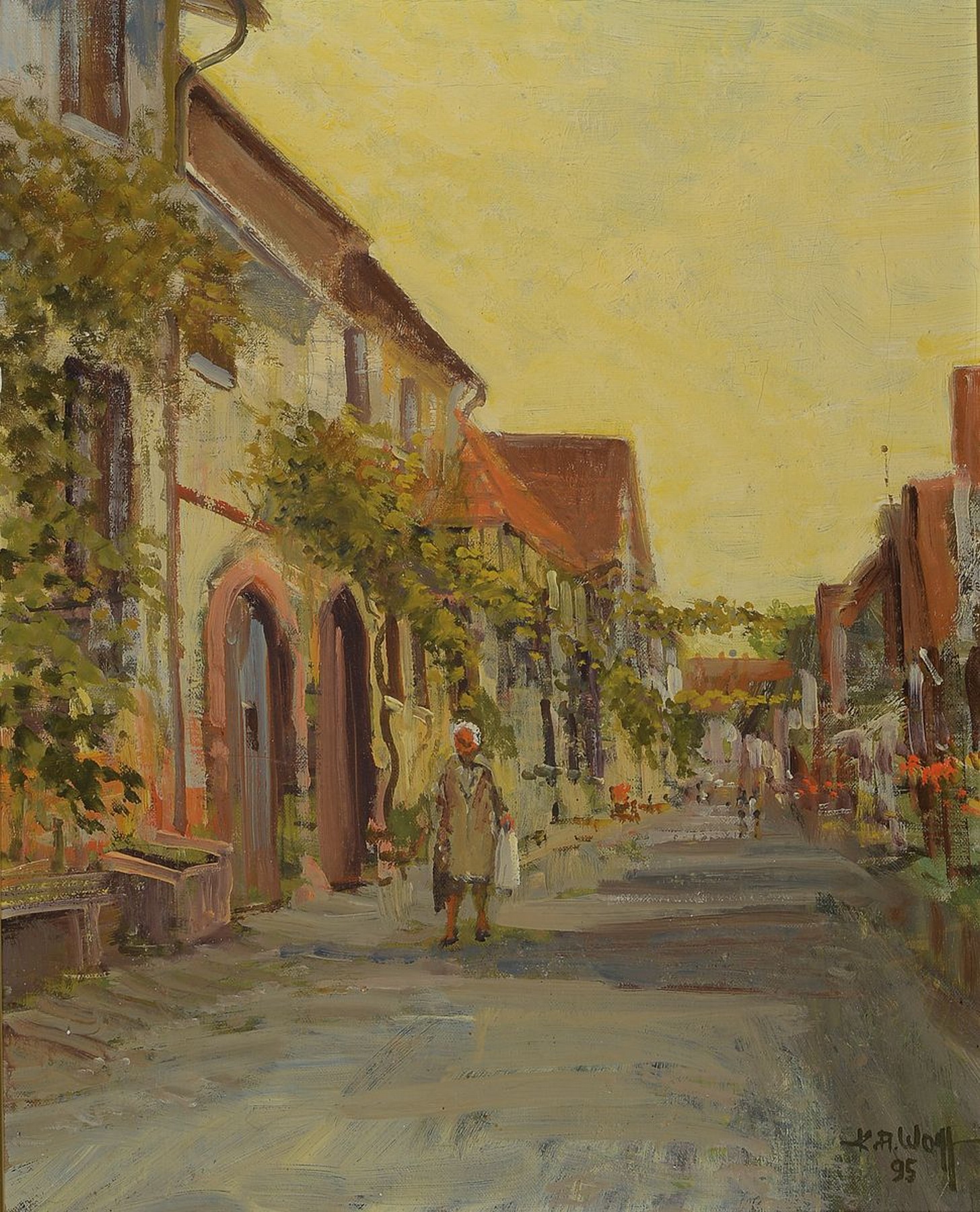 Karl August Wolff, geb. 1938 Ludwigshafen am Rhein, lebt und arbeitet in Offenbach a.d. Queich, Rhodt-Pfälzer Dorfstrasse, so rückseitig betitelt, ...