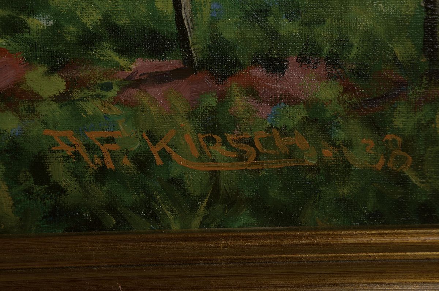 Detail a: August Friedrich Kirsch, Maler aus Edenkoben, 1. Hälfte 20. Jh., Frühling Kropsburg St. Martin Pfalz, rückseitig so betitelt, Öl/Lwd, signiert, ...