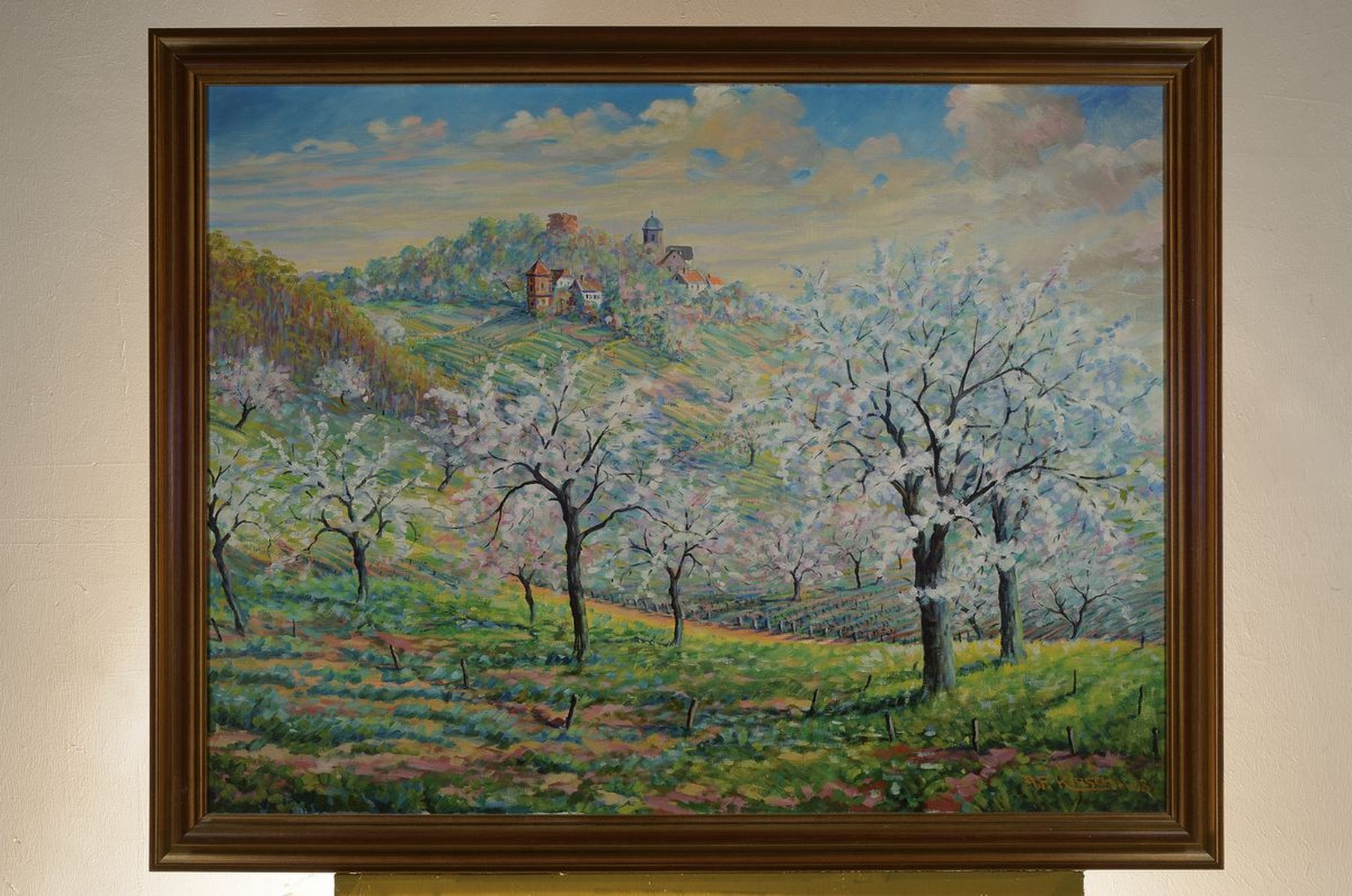 Detail k: August Friedrich Kirsch, Maler aus Edenkoben, 1. Hälfte 20. Jh., Frühling Kropsburg St. Martin Pfalz, rückseitig so betitelt, Öl/Lwd, signiert, ...