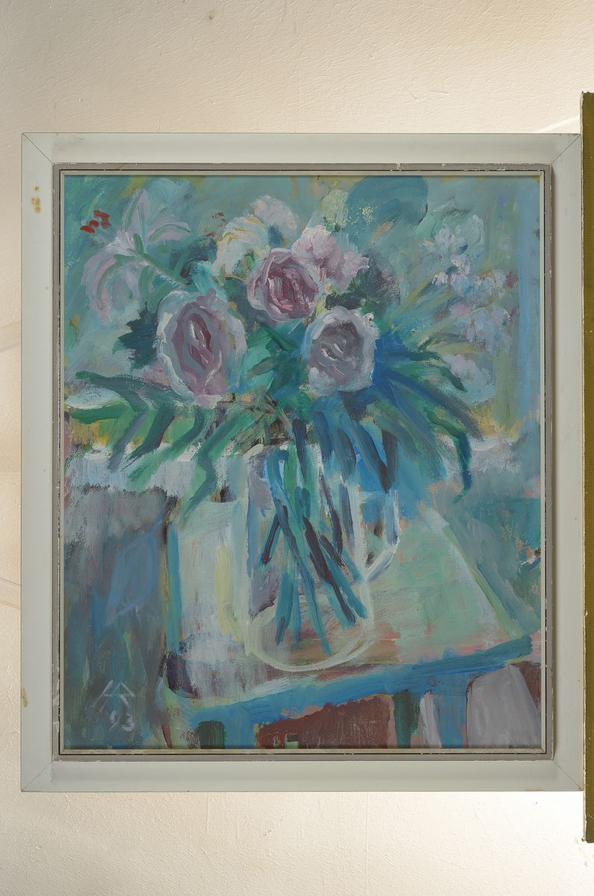 Detail k: Heinz Reiss, 1923-2012 Haßloch, Blumenstillleben, Öl/Lwd, links unten monogr. und dat. 93, ca. 60x50cm, R. ca. 68x58cm