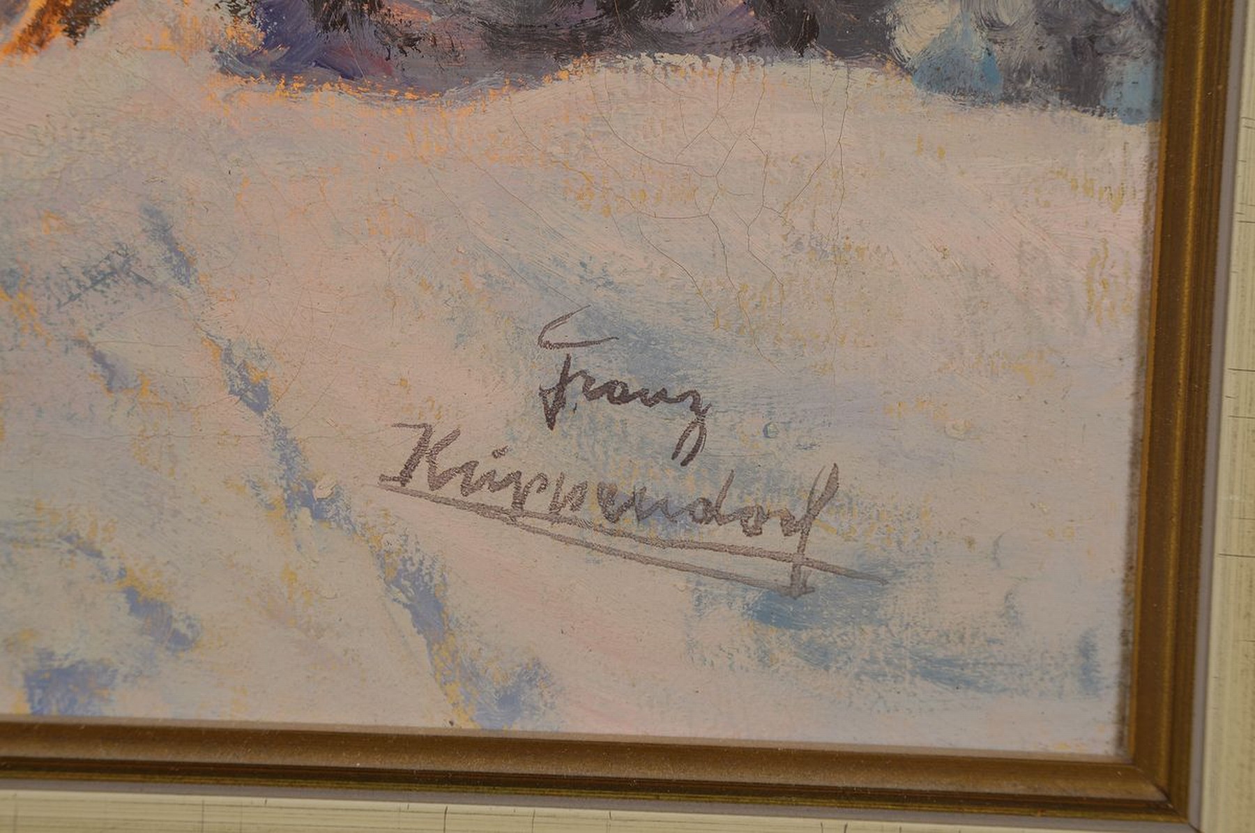 Detail a: Franz Krippendorf, 1907 Innsbruck-1982, Studium an der Akademie München bei Adolf Hölzel, Zimmermann und Carl Reiser, hier: Verschneite ...