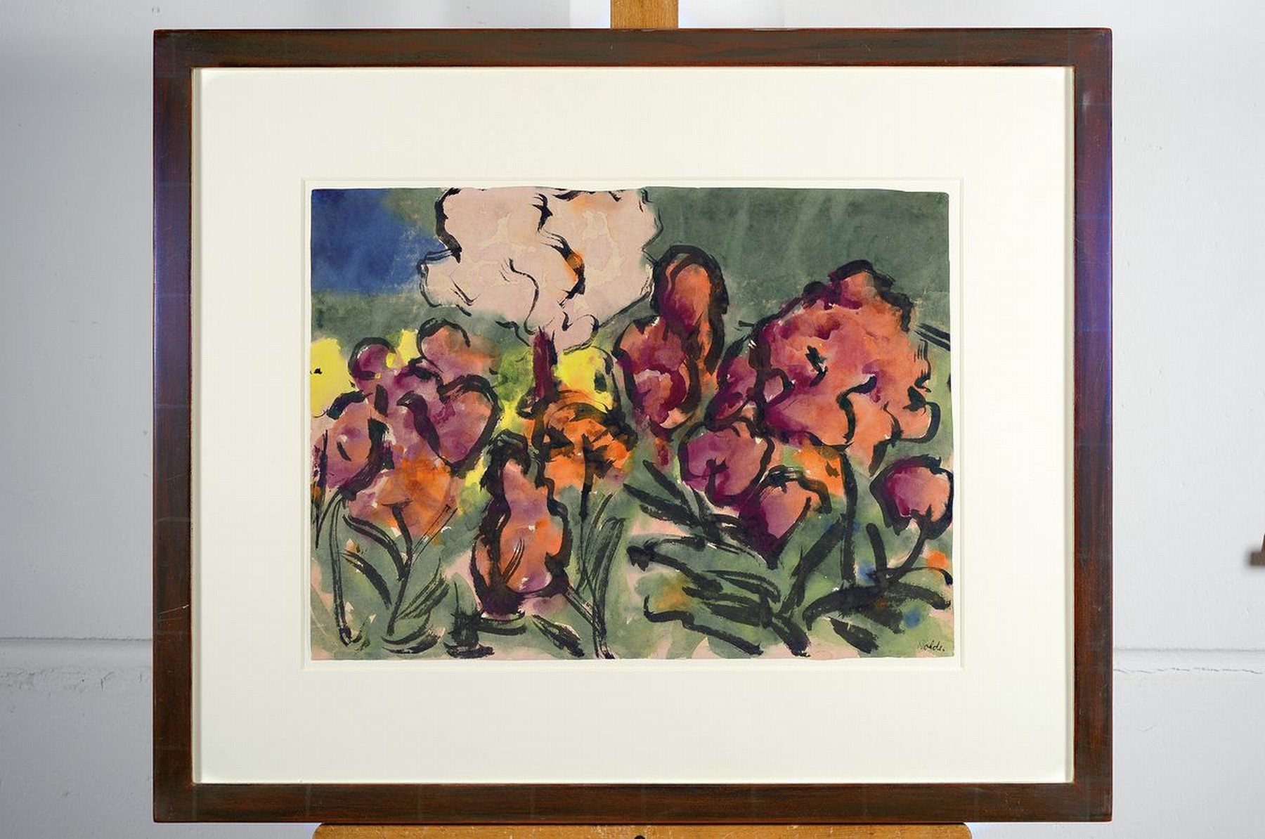 Detail k: Emil Nolde, 1867 - 1956, Aquarell und Tuschpinsel auf Japanpapier, Blumenstillleben aus der Südsee, weltbekannte Reise des Künstler 1913/14, ...